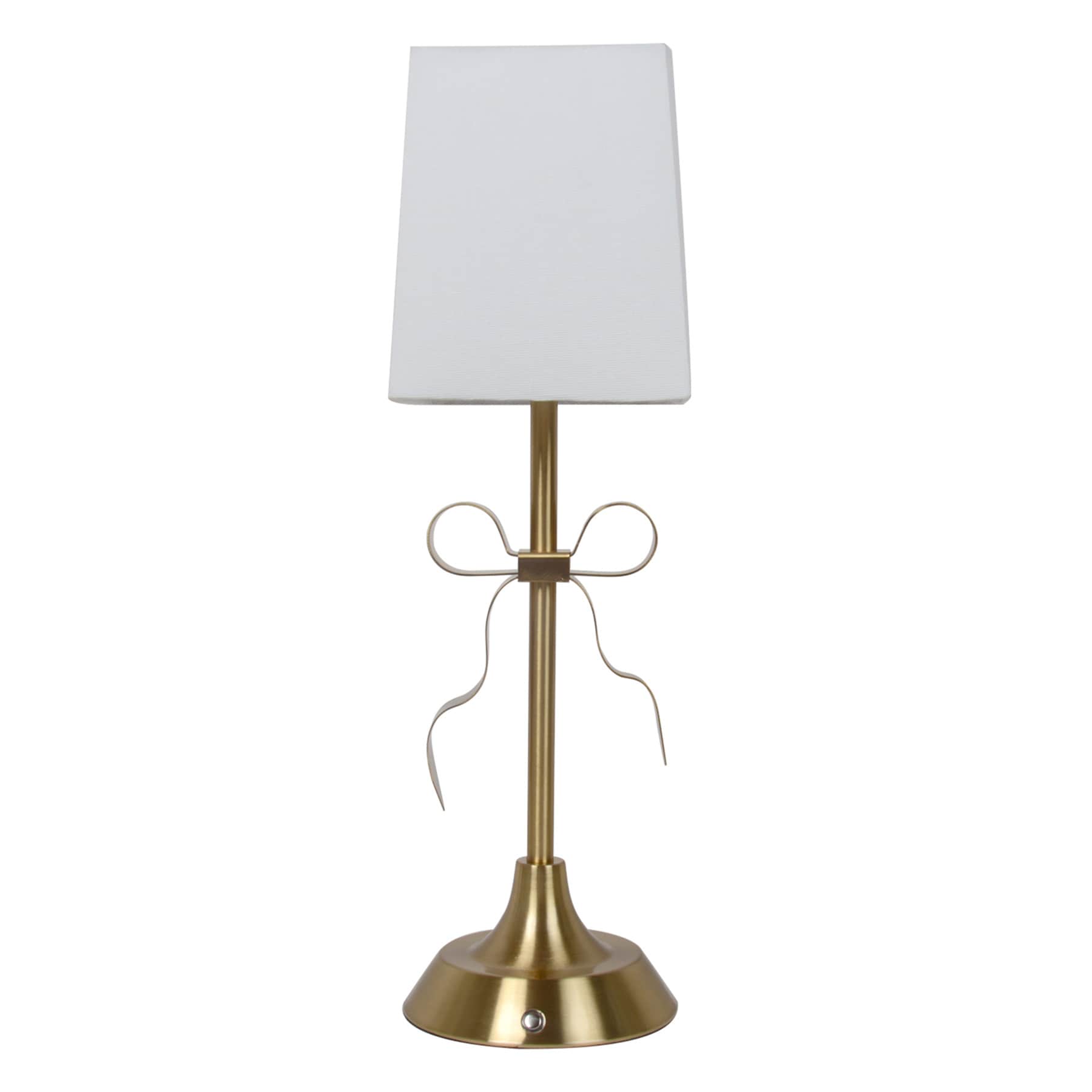 Gold Portable Rechargeable Bow Small Lamp with Shade, 15"