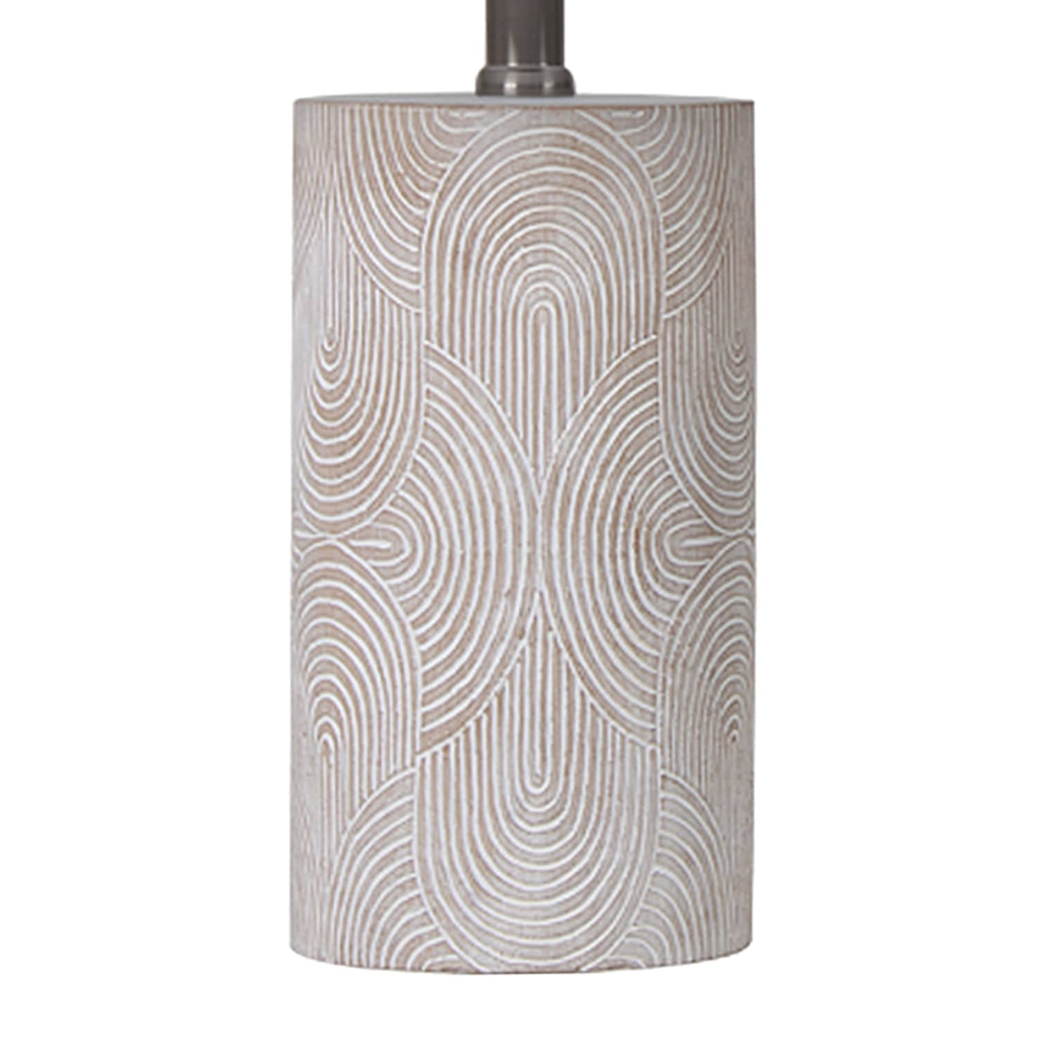 White Washed Carved Floral Small Table Lamp with Shade, 19"