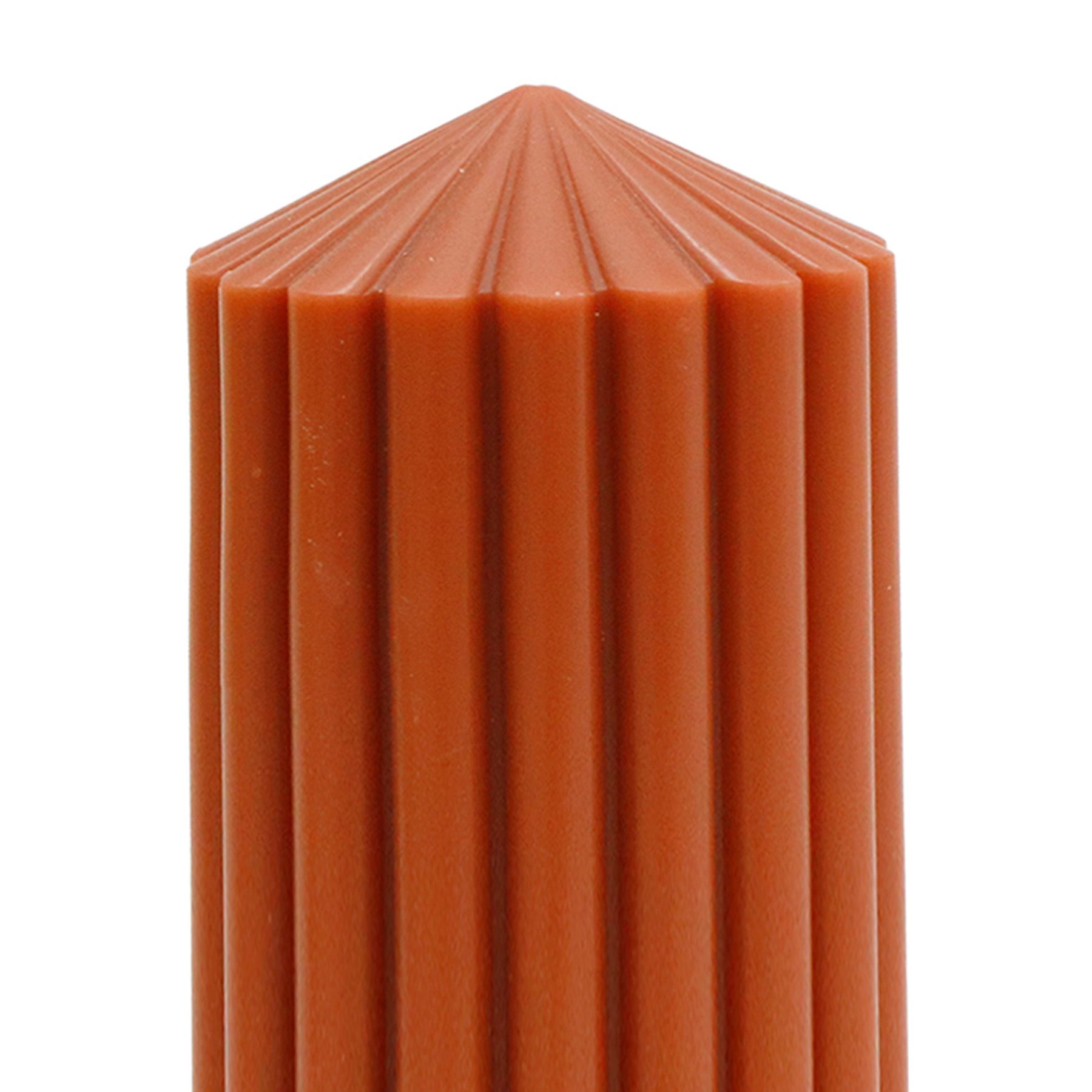 Found & Fable Rust Unscented Ribbed Pillar Candle, 3x8
