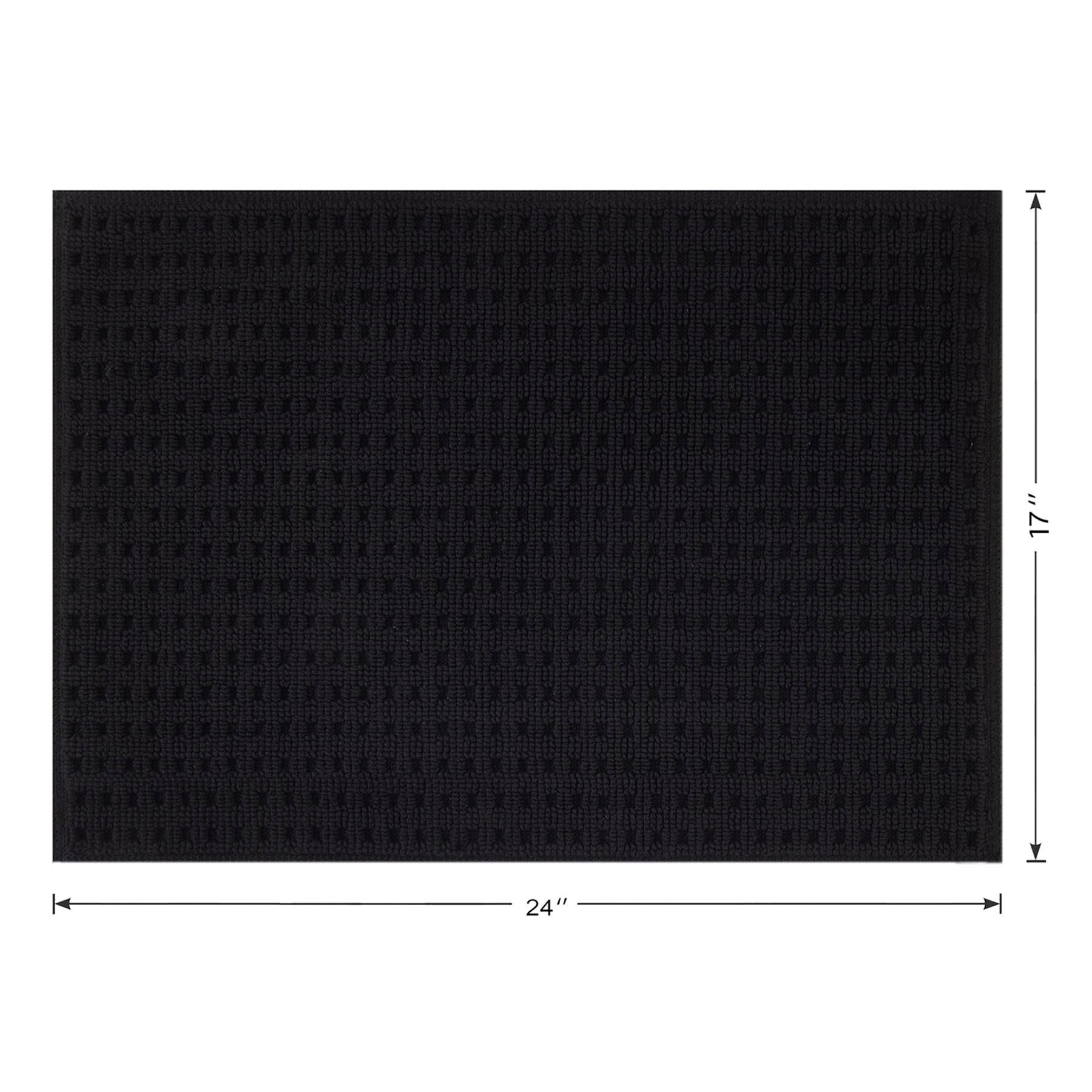 Crosby St. Black Waffle Cotton Antimicrobial Bath Rug, 17x24