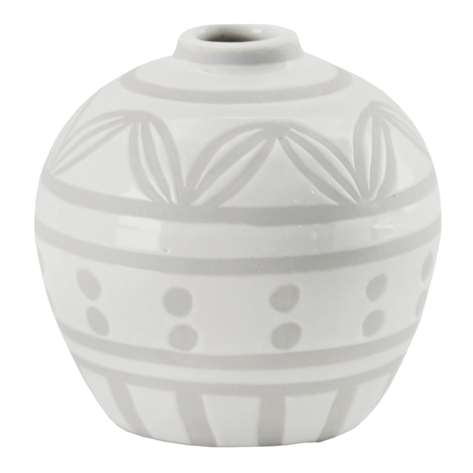 Found & Fable White Two-Tone Ceramic Vase, 4"