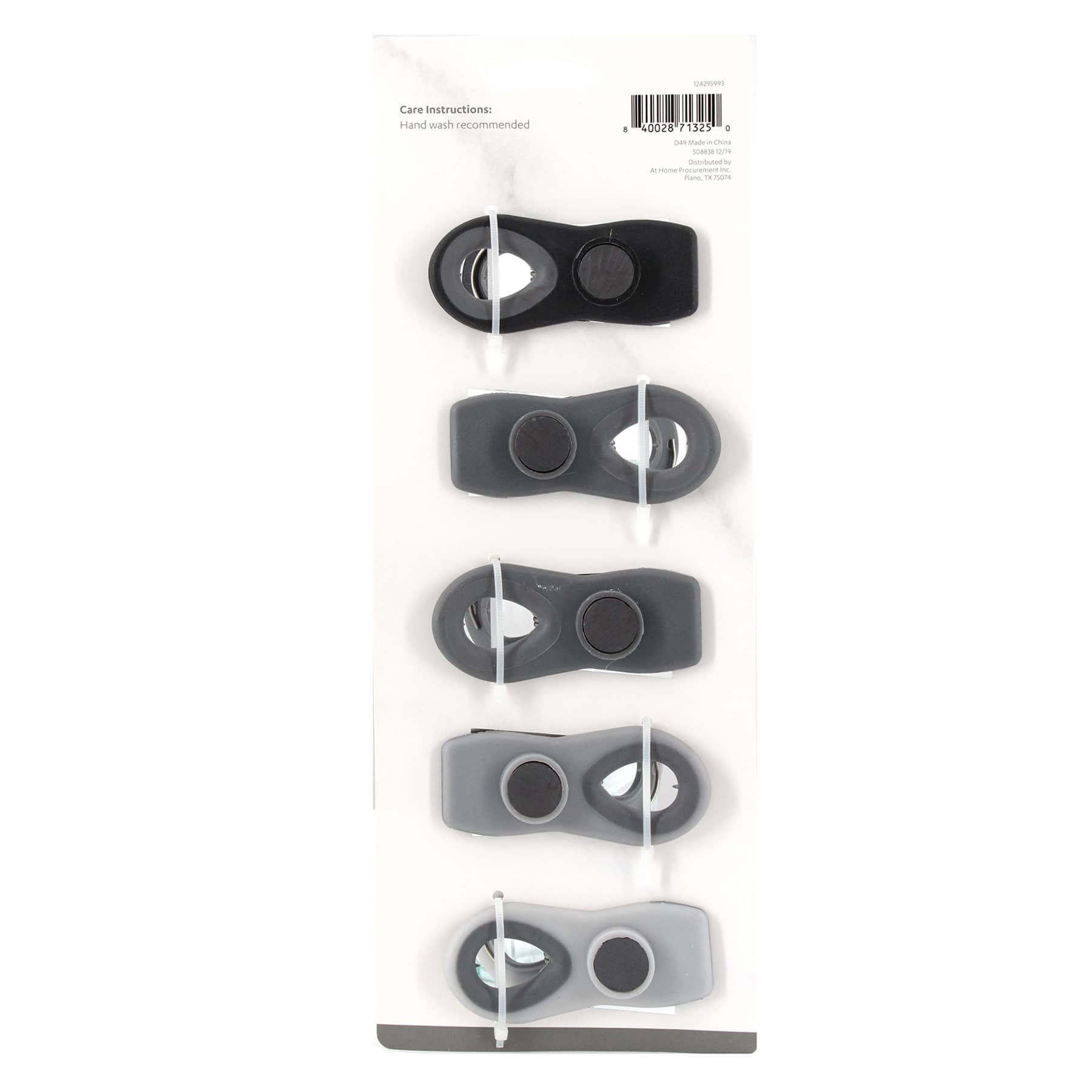 5-Piece Magnetic Bag Clip Set, Grey