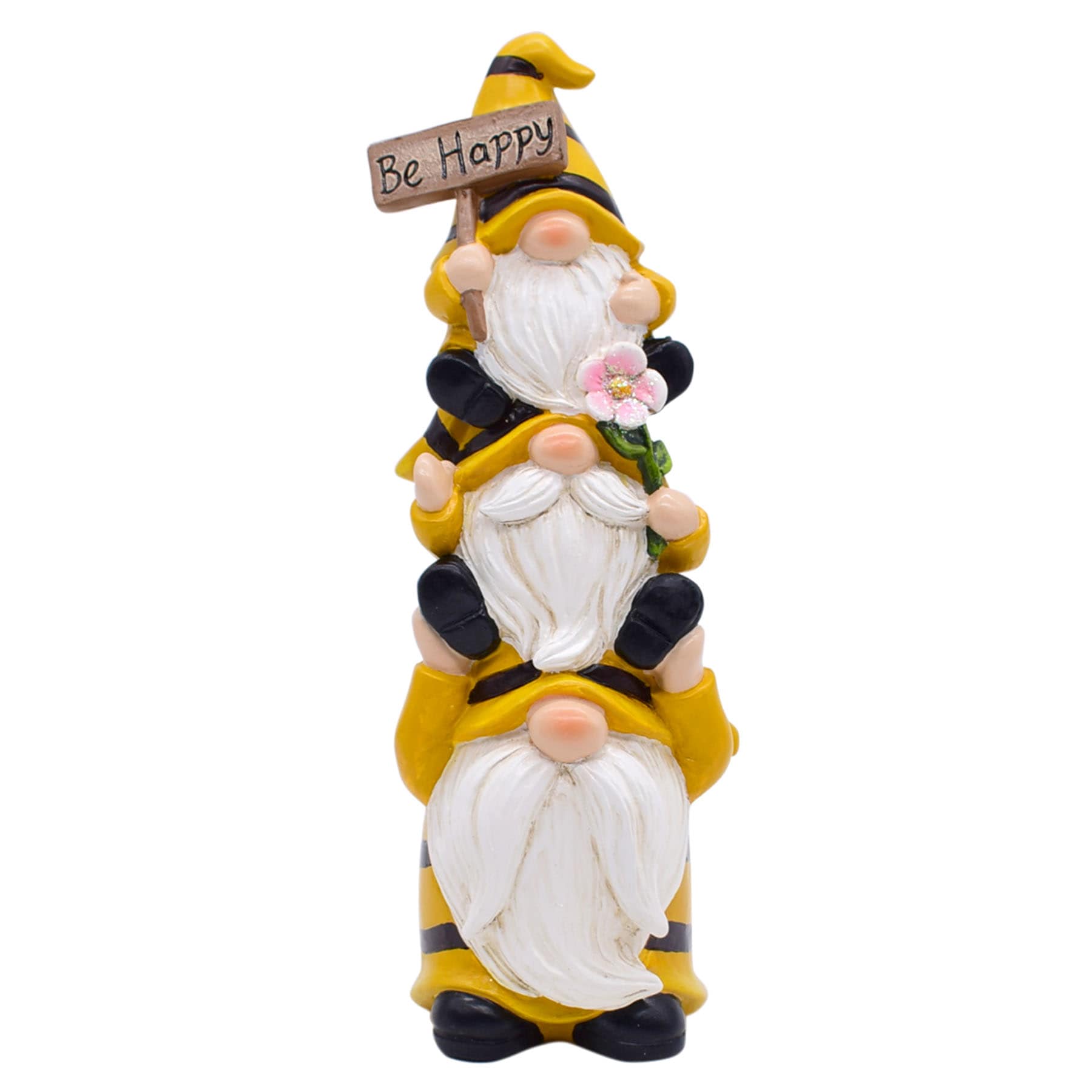 Stacked Bee Gnomes Outdoor Garden Statue, 9"