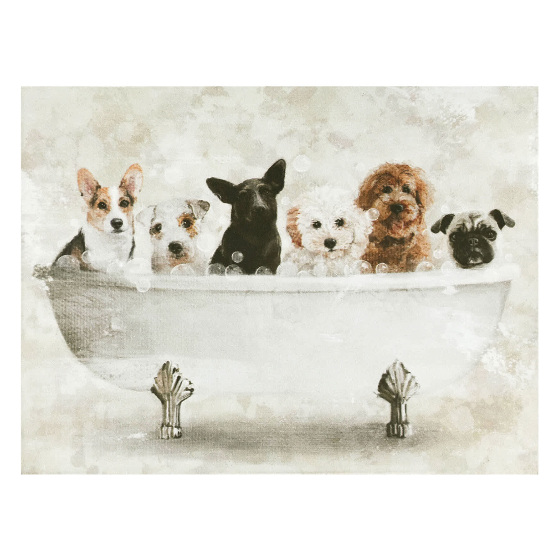 Dog Wash Bathtub Table Art, 8x6