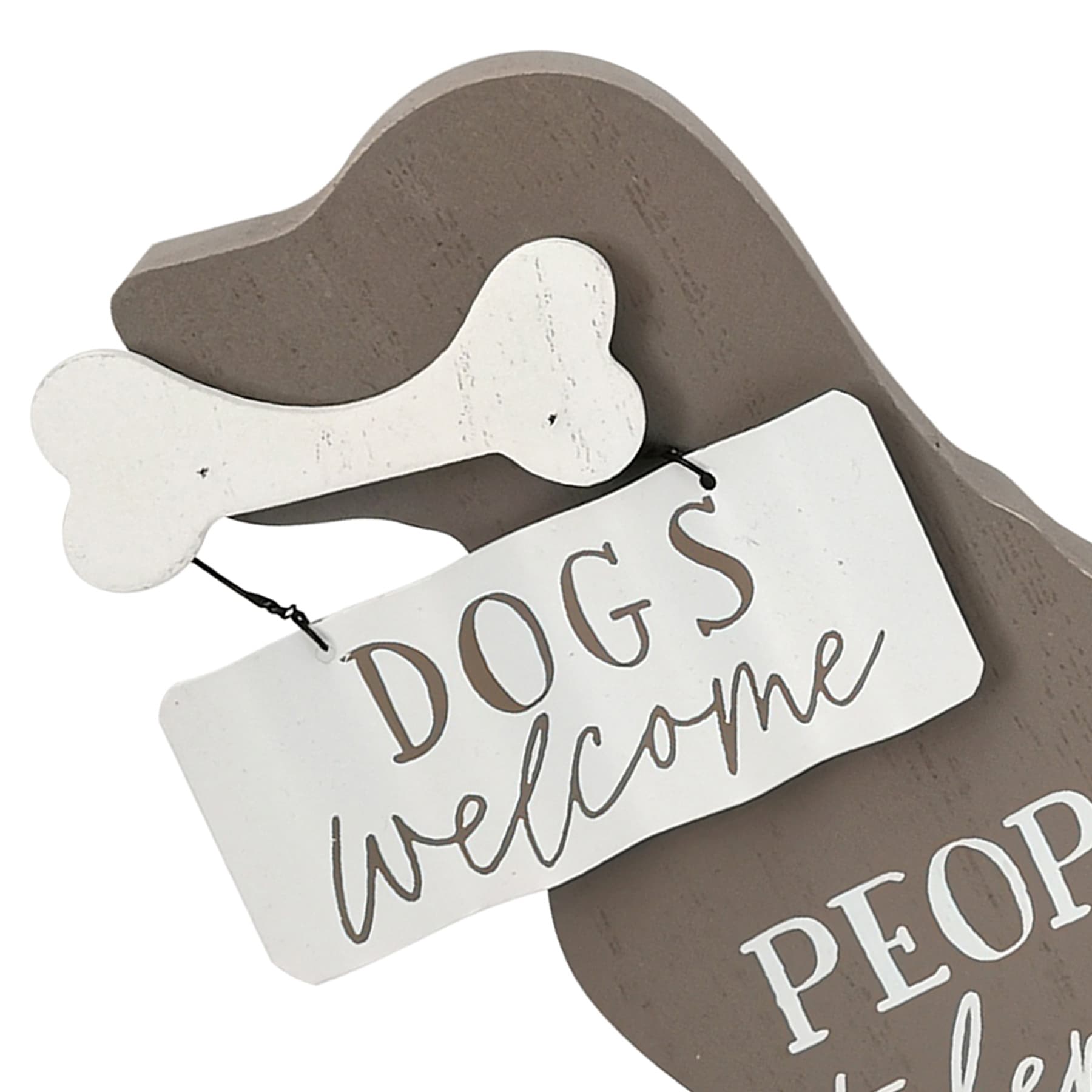 Dogs Welcome People Tolerated Wood Sign, 7"