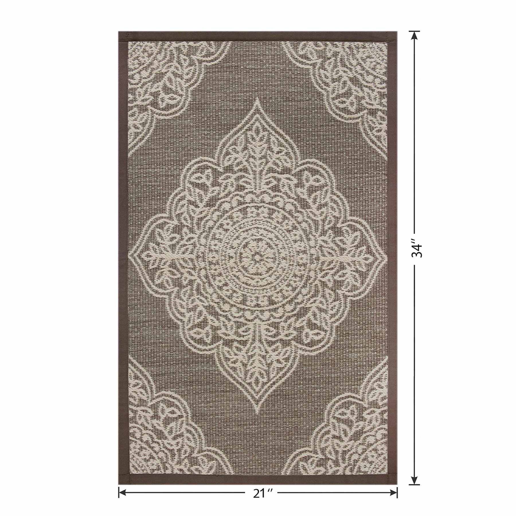 Medallion Taupe Puffback Washable Kitchen Mat 21X34