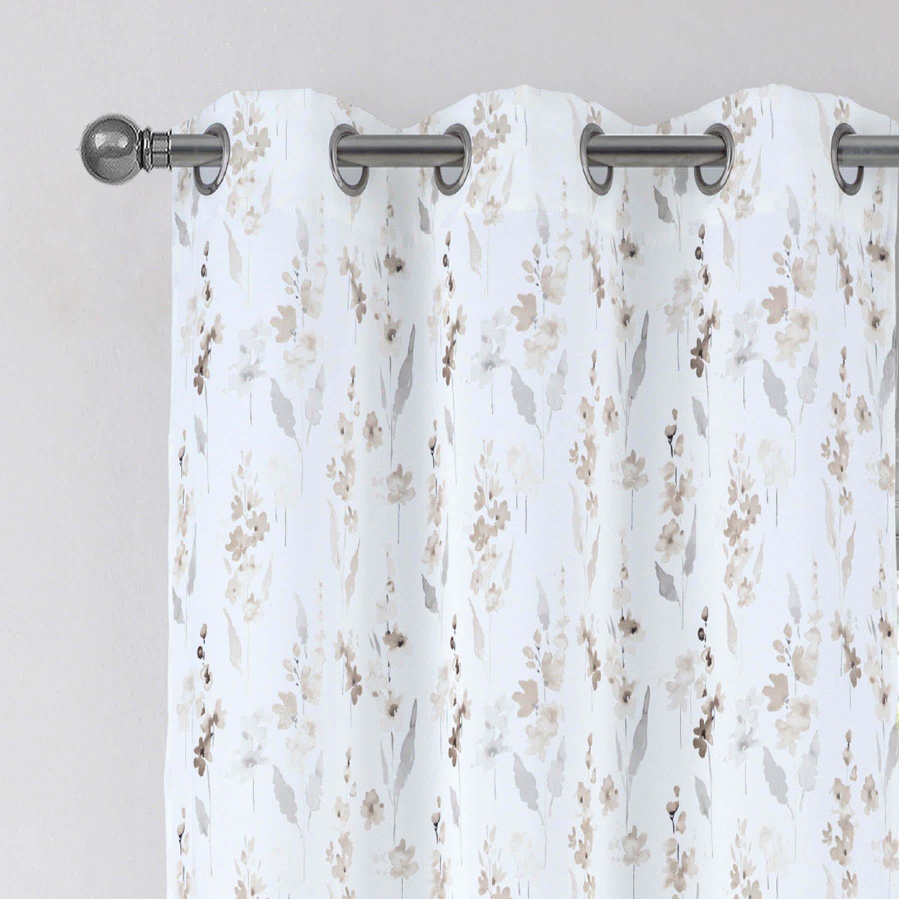 2-Pack Neutral Floral Blackout Grommet Curtain Panels, 84"