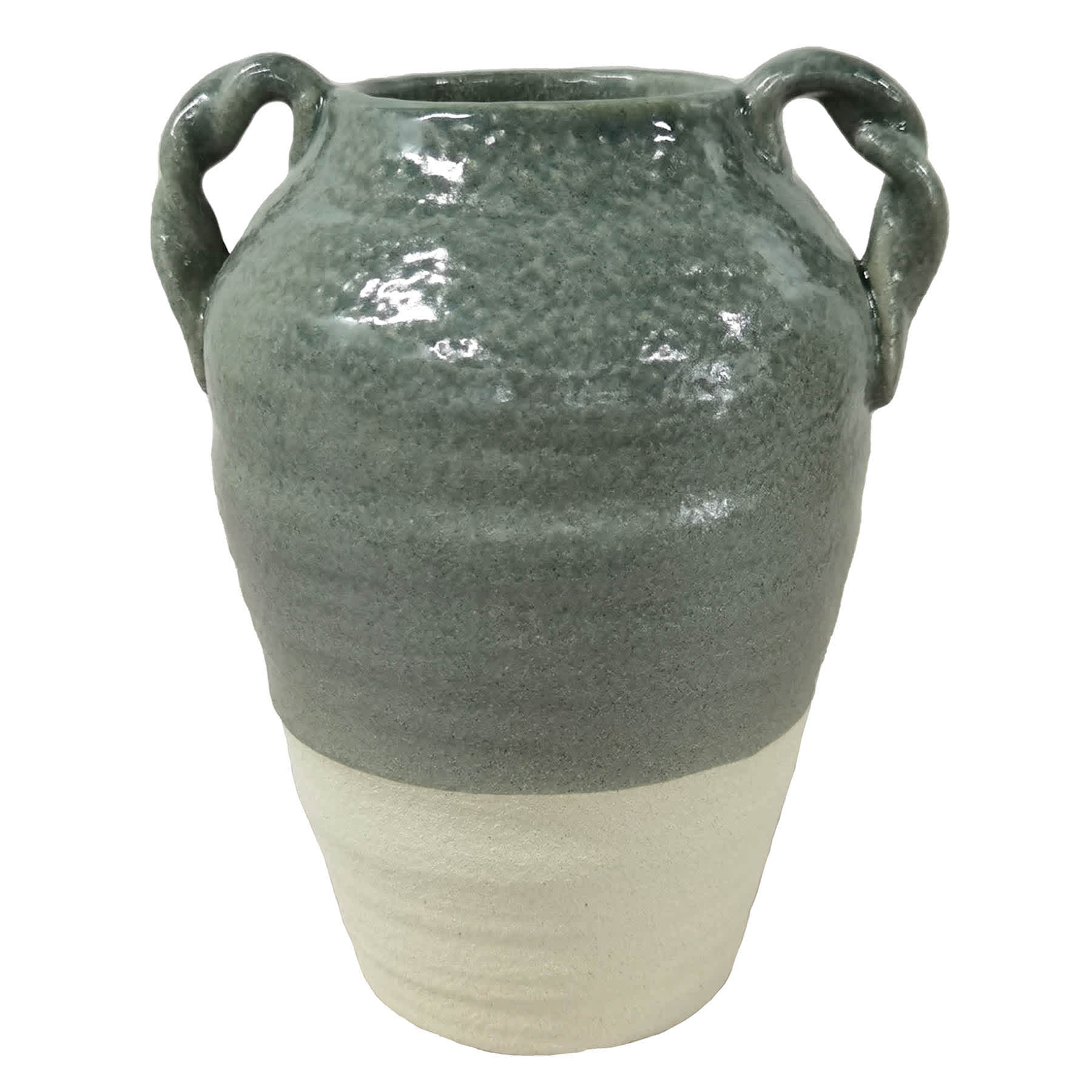 Green Twisted Handle Vase, 11.25"