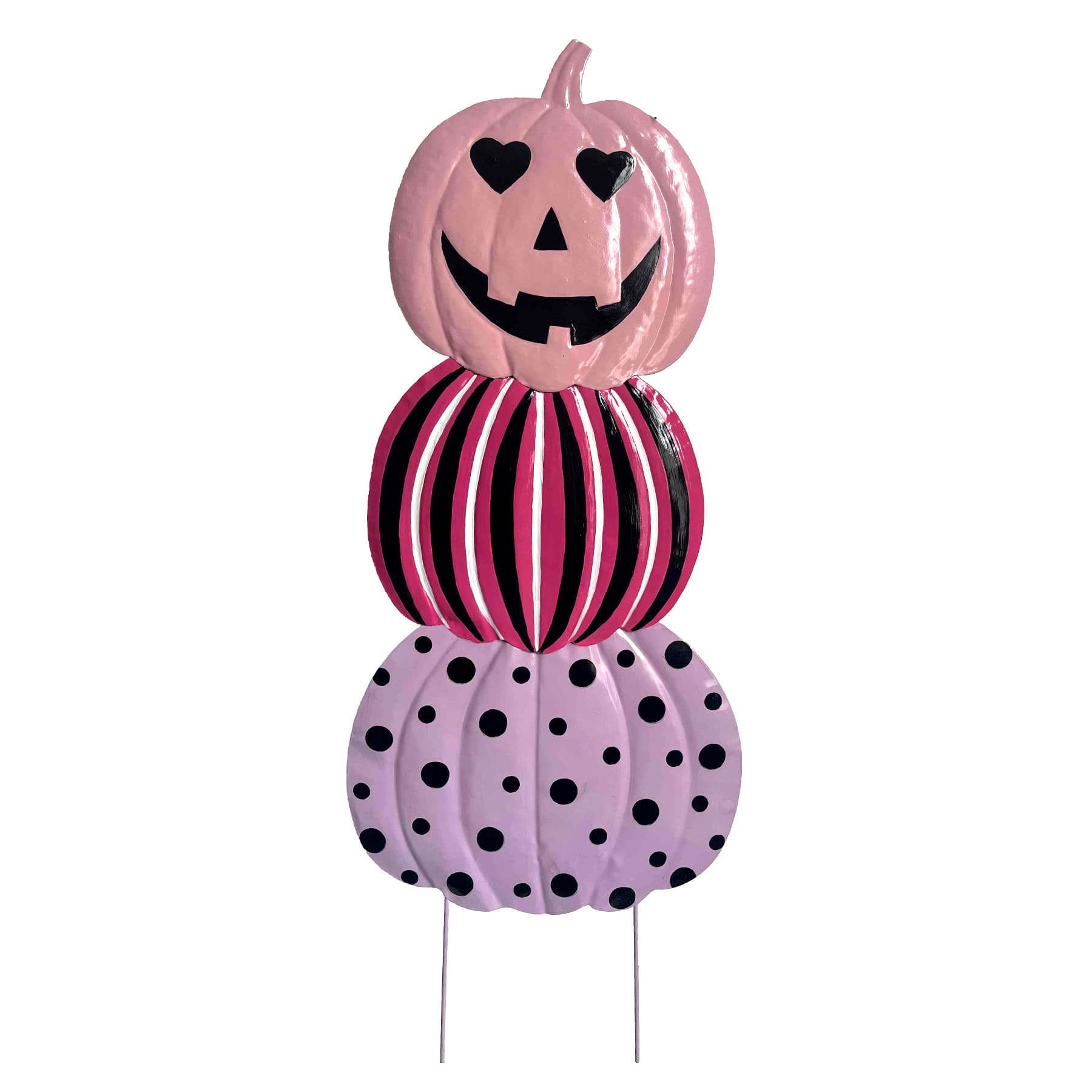 Happy Haunting Pink Jack-o'-Lantern Pumpkin Stack Yardstake, 40"