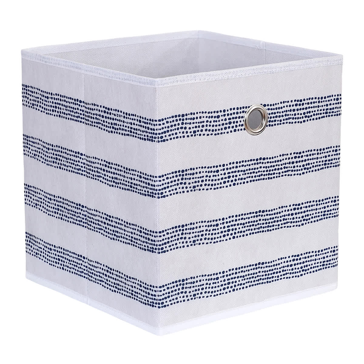 Grey Stripe Square Foldable Fabric Square Bin