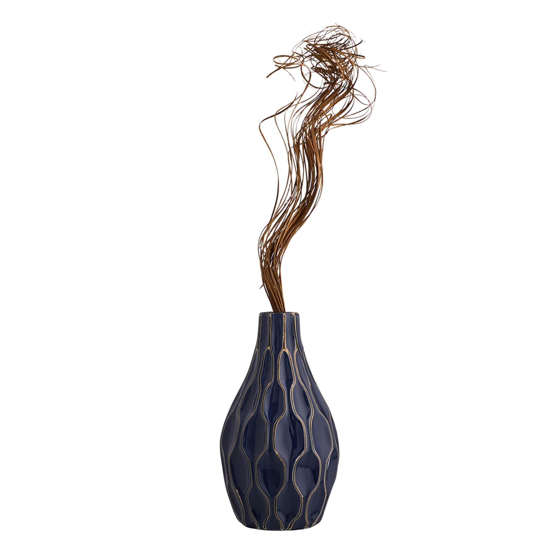 Honeybloom Katherine Blue Ceramic Vase, 12"