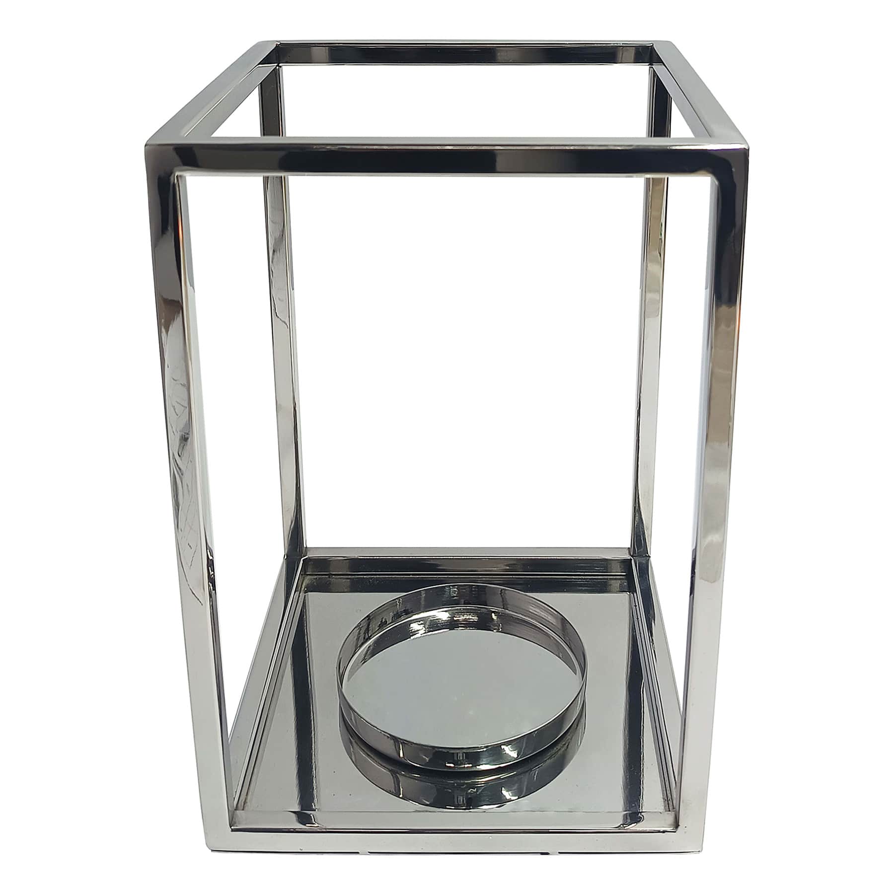 Chrome Hurricane Candleholder, 10"