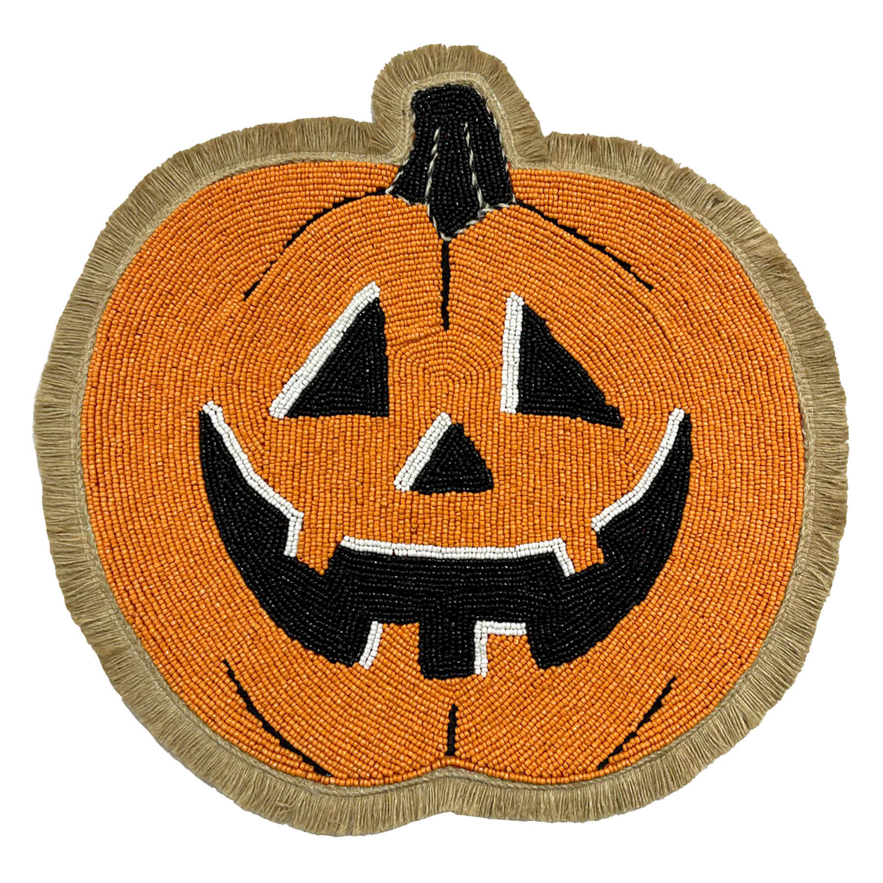 Happy Haunting Jack-o'-Lantern Beaded & Jute Placemat