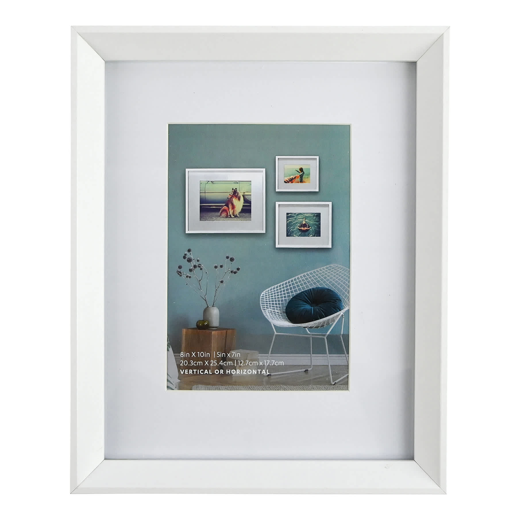 8x10 Matted to 5x7 Wall Frame, White
