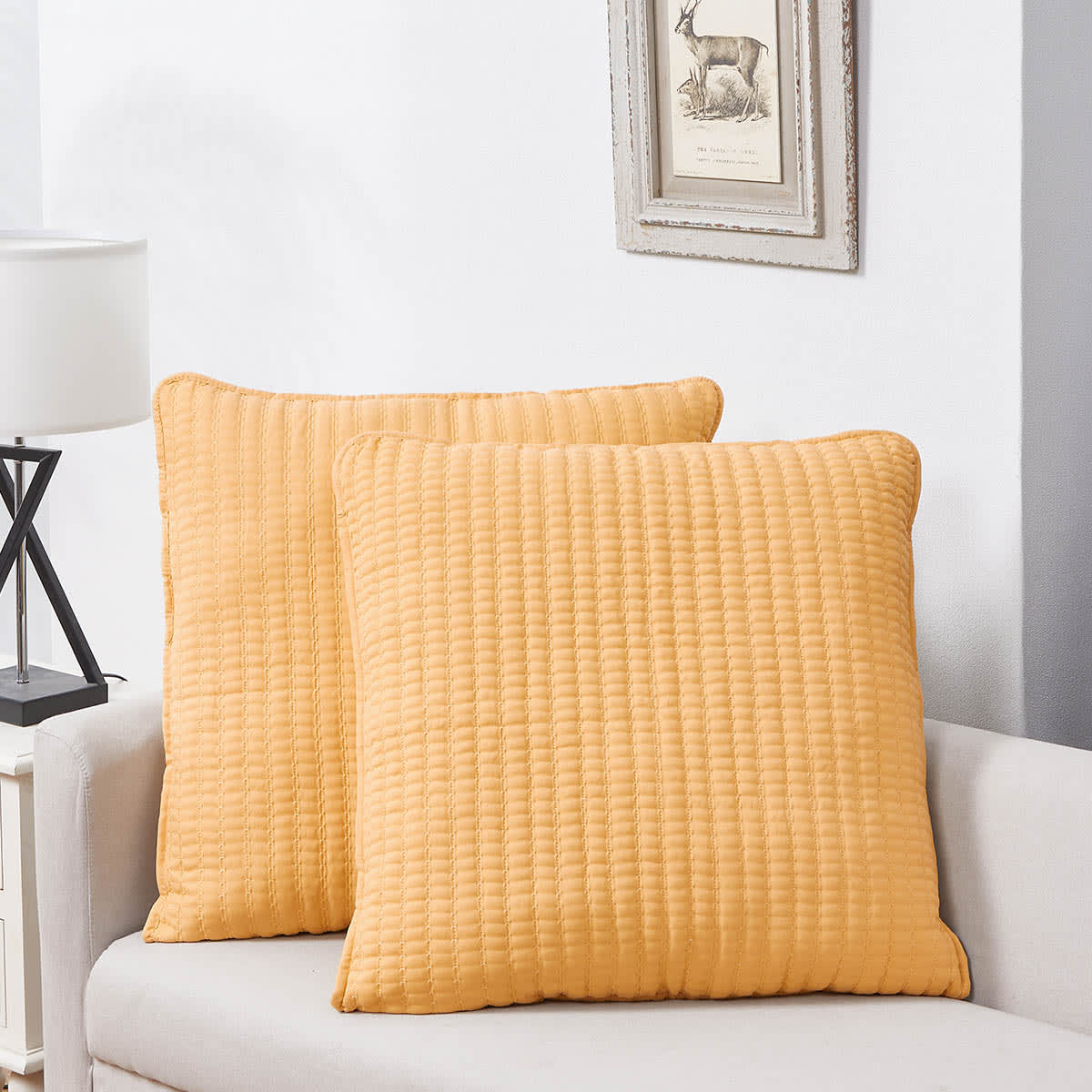 Honeybloom 2-Pack Yellow Washed Microfiber Throw Pillow, 24"