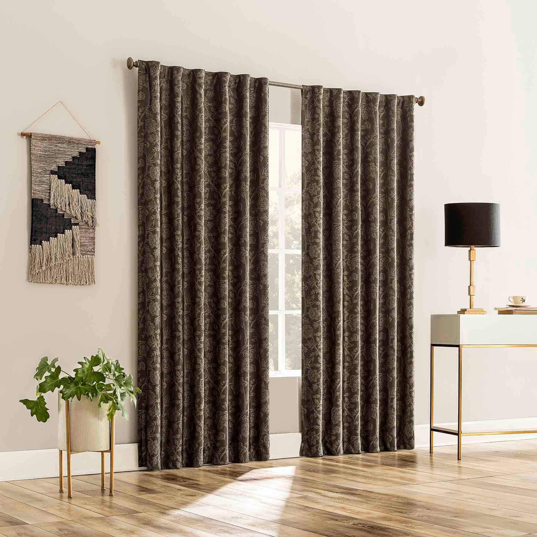 Sun Zero Quinn Brown Extreme Blackout Curtain Panel, 84"