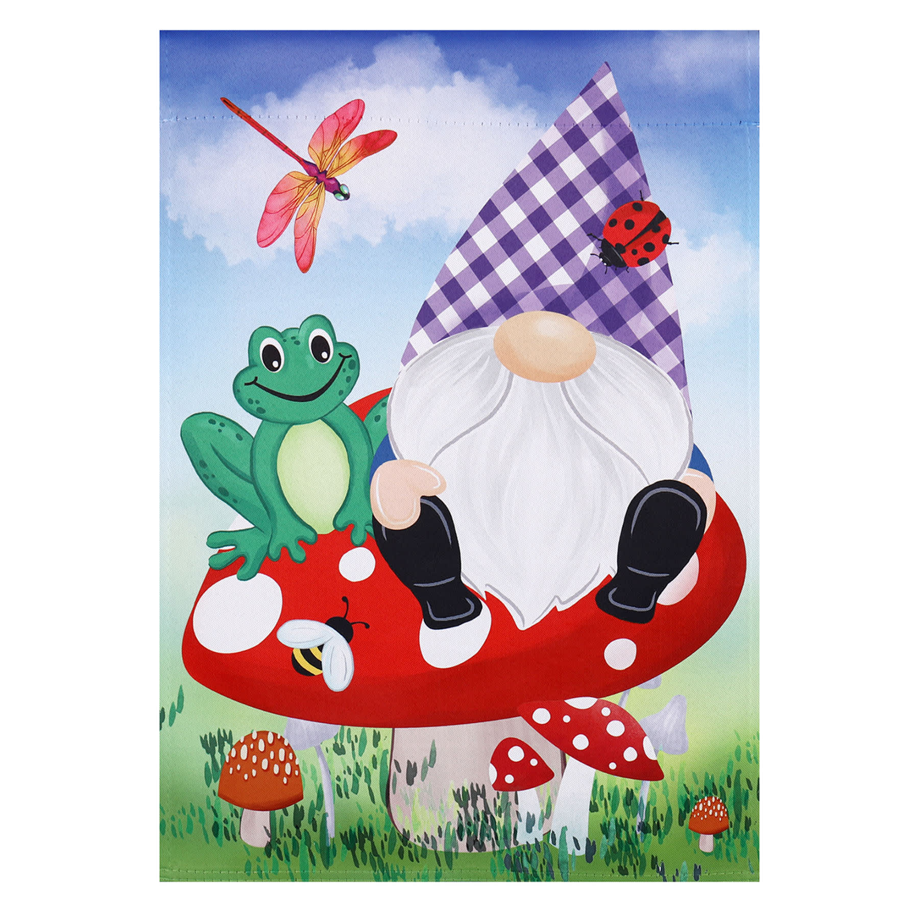 Gnome with Garden Friends Garden Flag, 18"