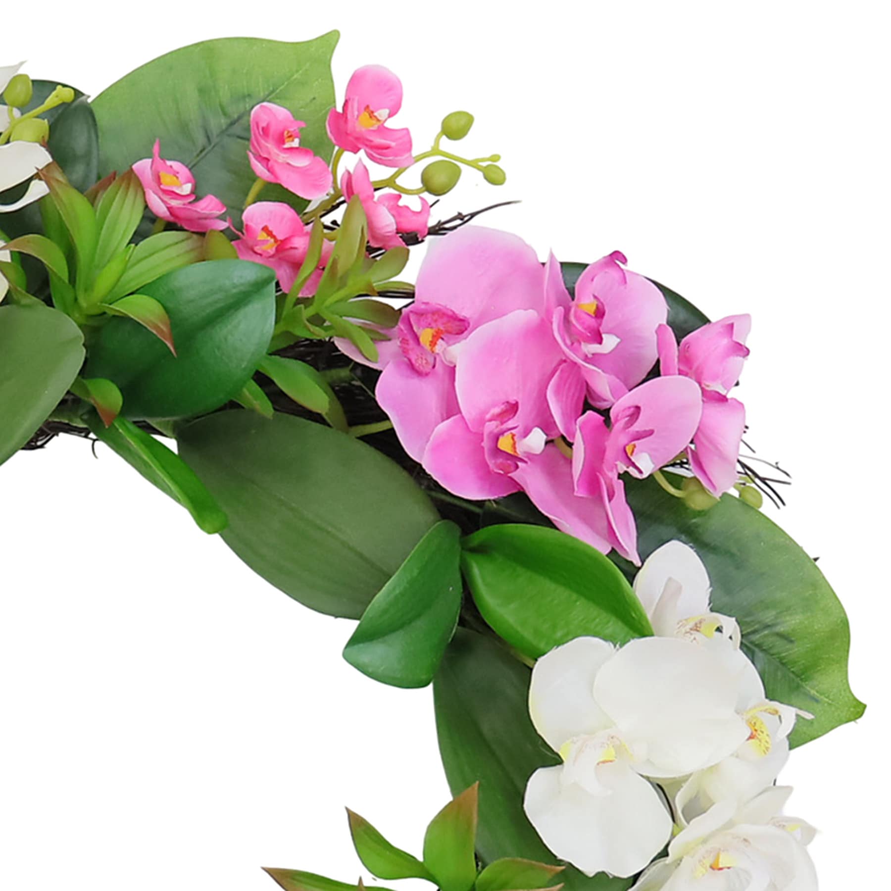 Orchid & Succulent Spiral Vine Wreath, 22"
