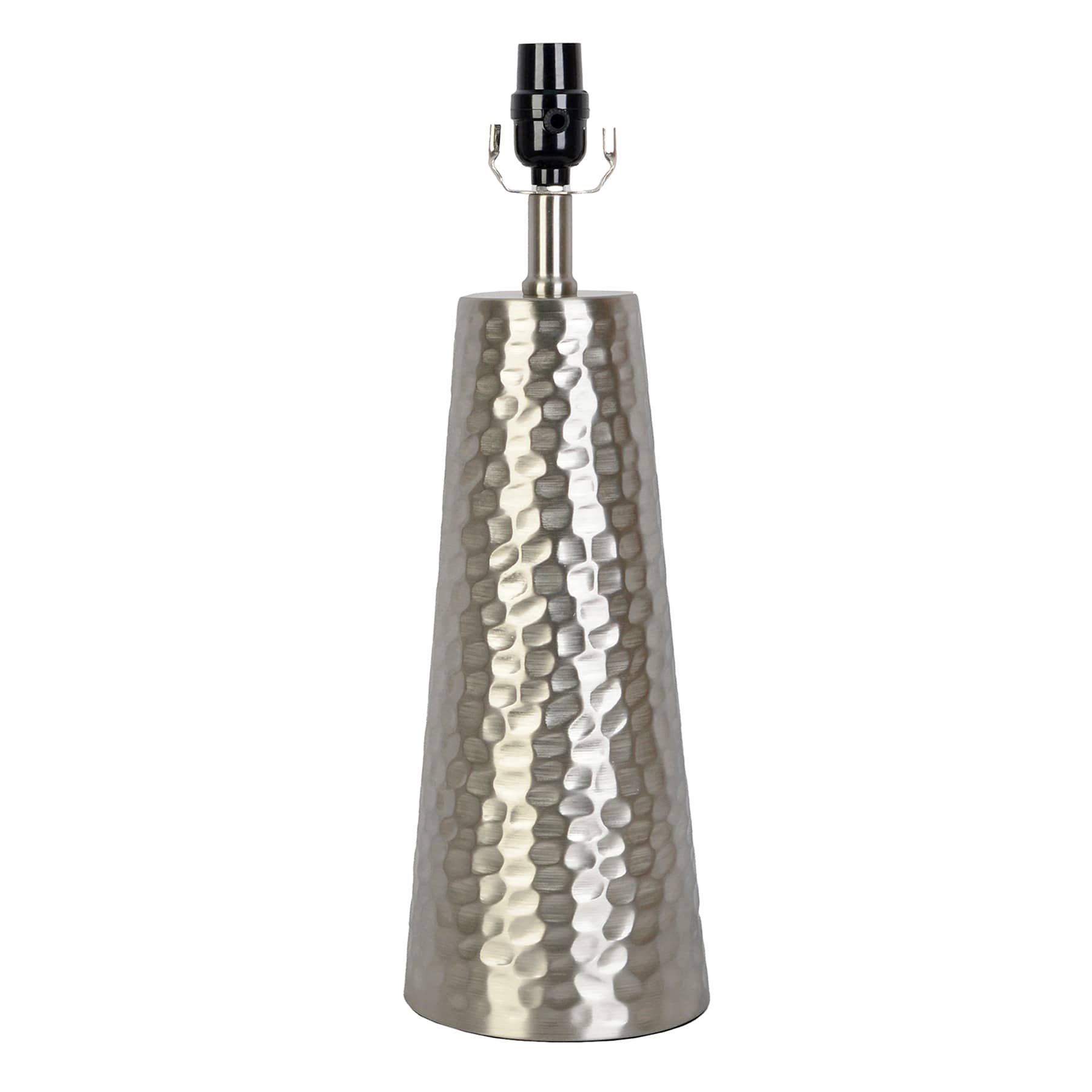 Found & Fable Hammered Silver Metal Medium Table Lamp Base, 19"