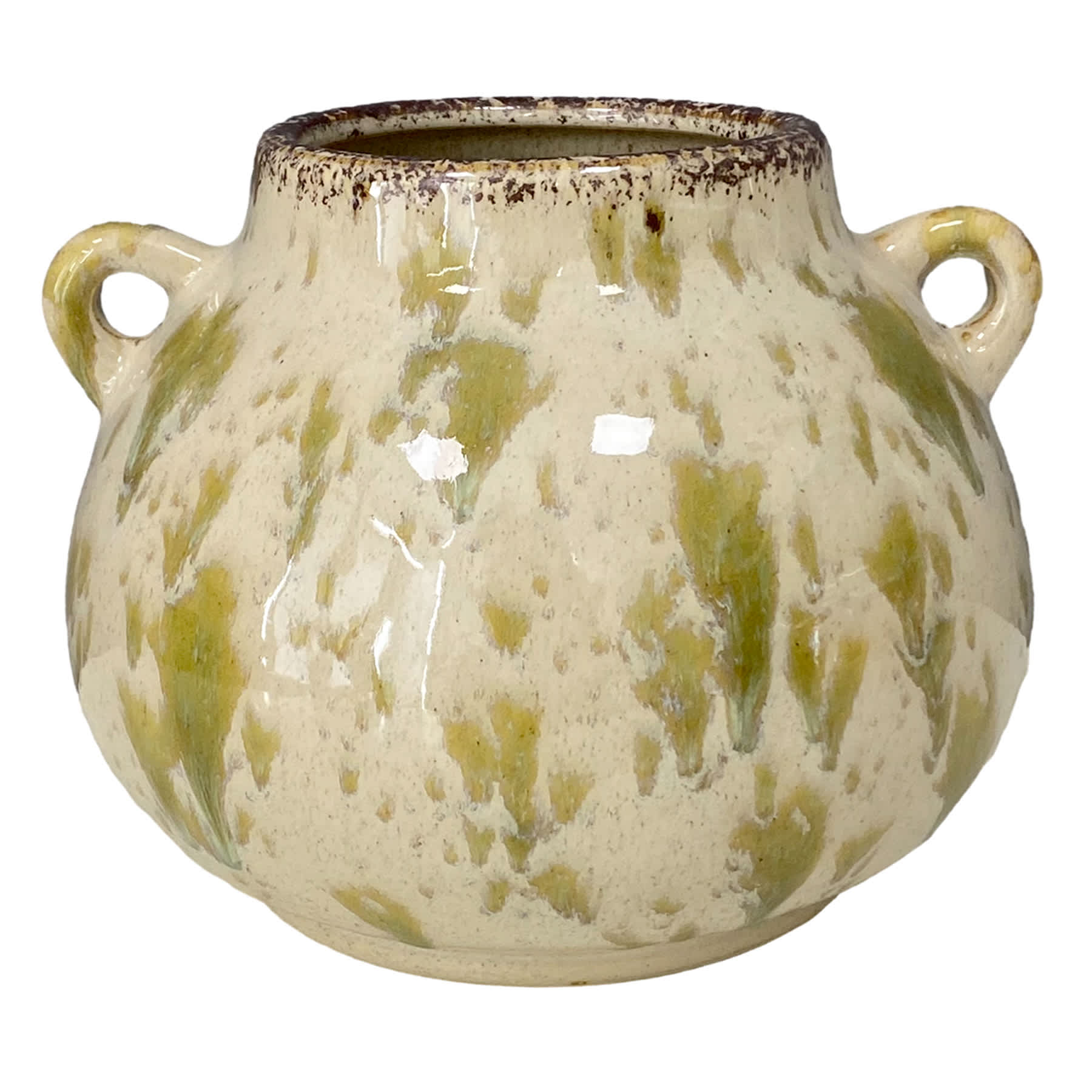 Honeybloom Splotch Ceramic Vase with Handles, 8"
