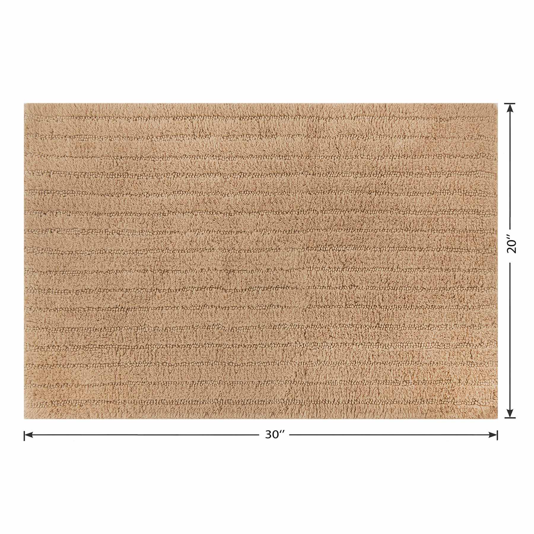 Found & Fable Tan Striped High-Low Bath Rug, 20x30