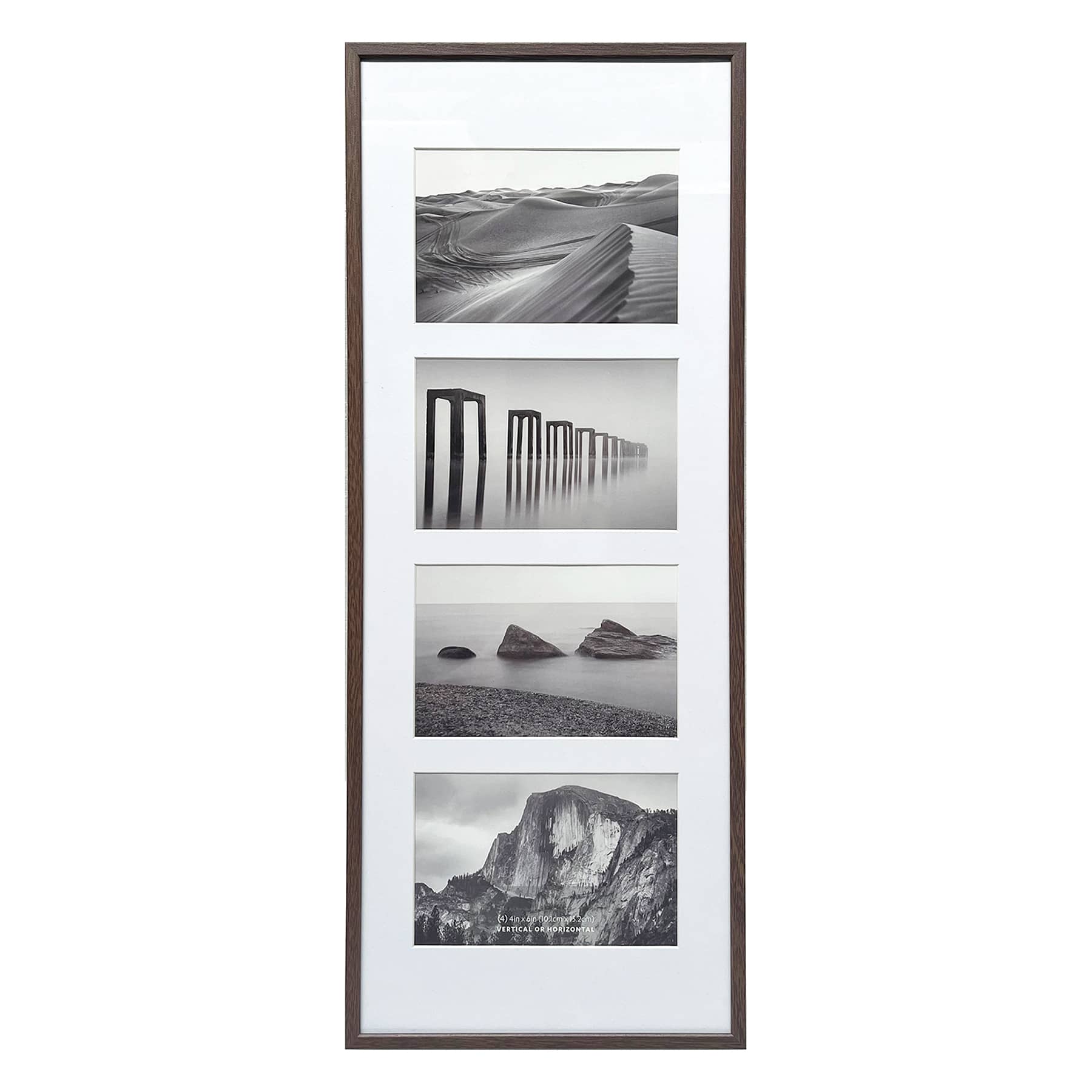 4-Opening Walnut Thin Collage Picture Frame, 8x20