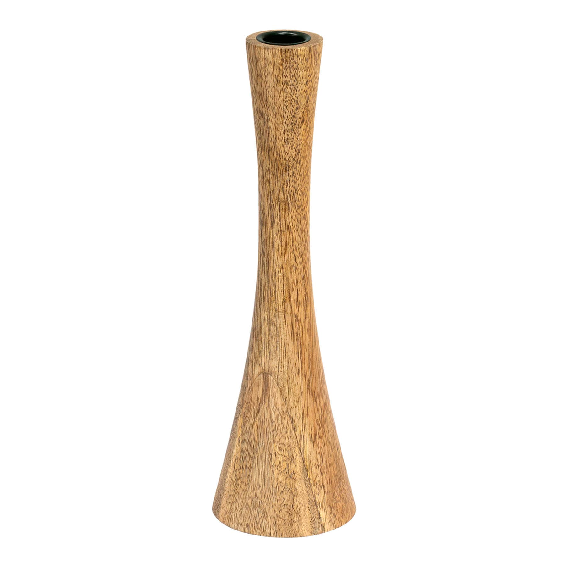 Raw Mango Wood Hourglass Taper Candle Holder, 10"