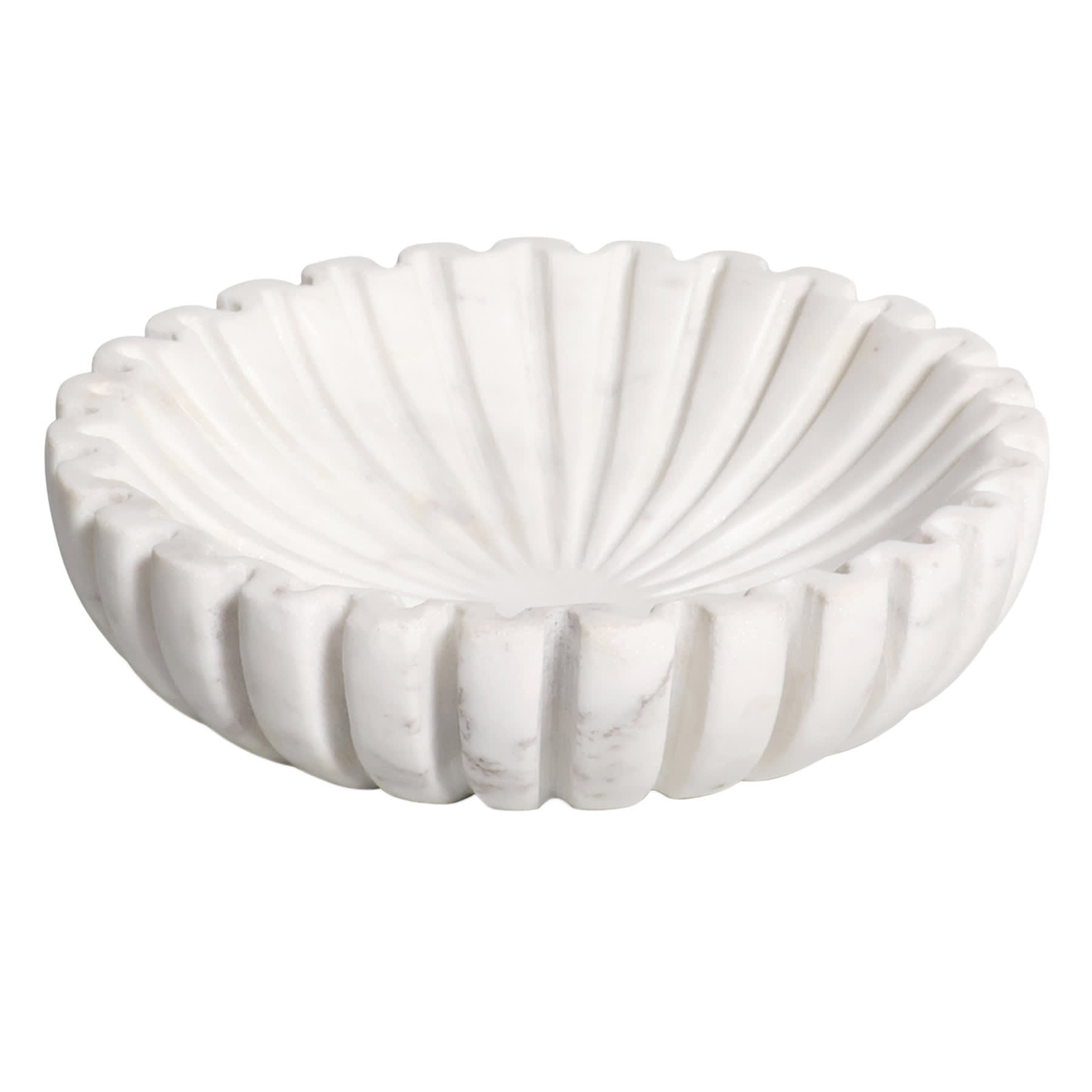 White Marbled Ribbed Bowl, Small