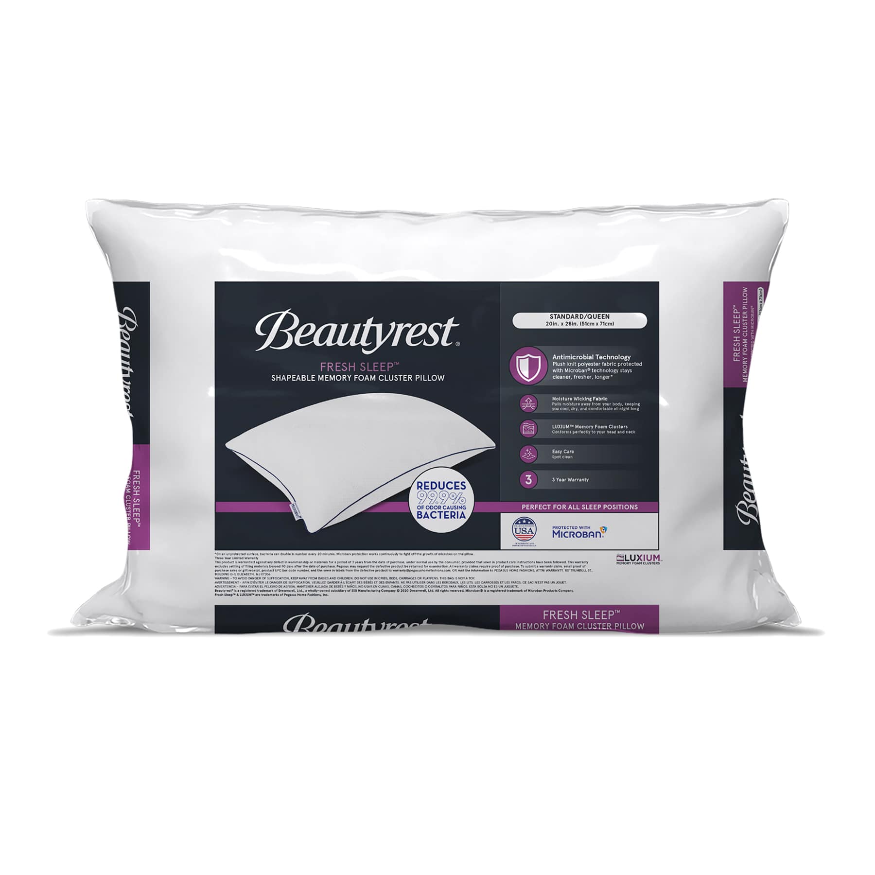 Beauty Rest Fresh Sleep Bed Pillow, Standard/Queen