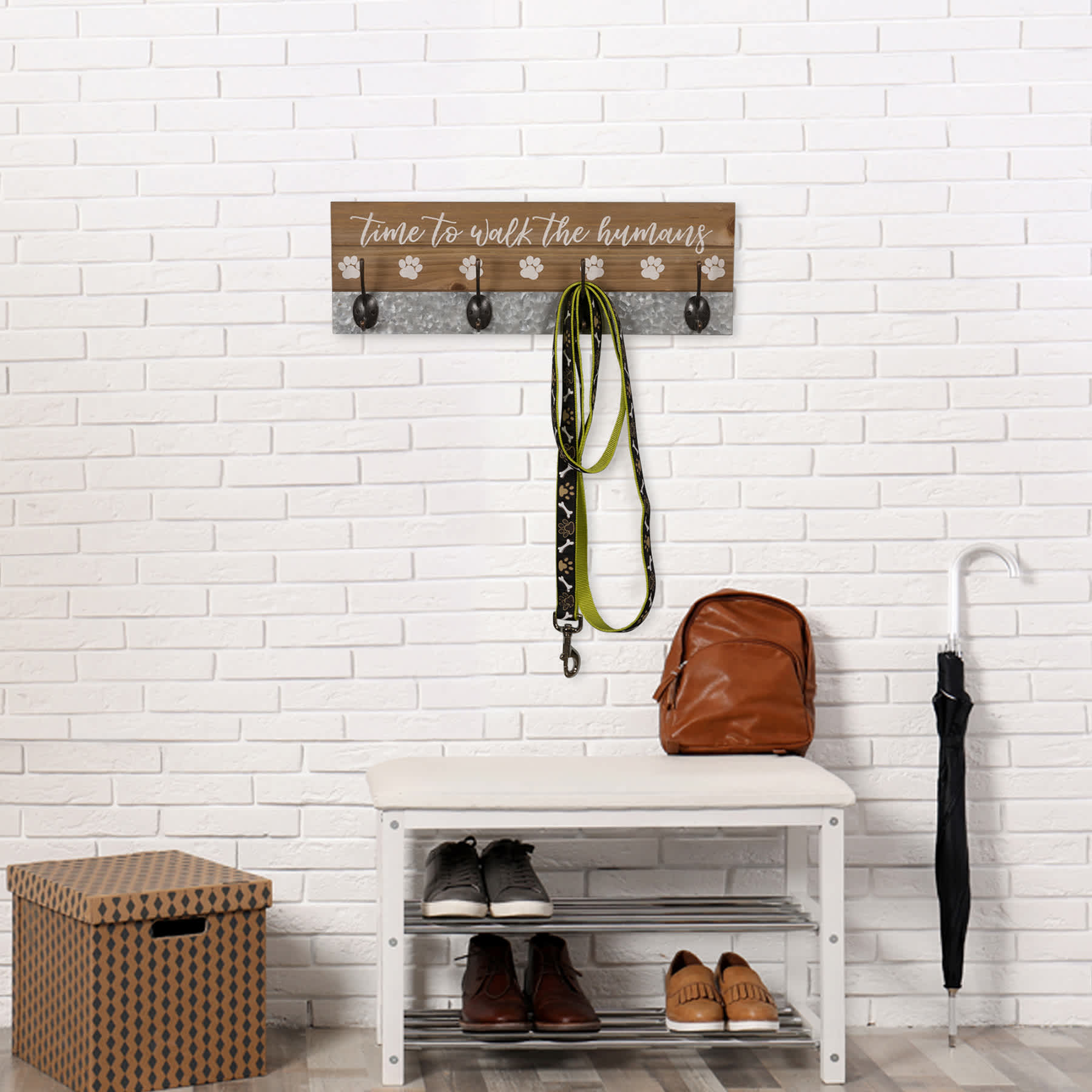 Time to Walk The Humans Wall Hooks, 18x6