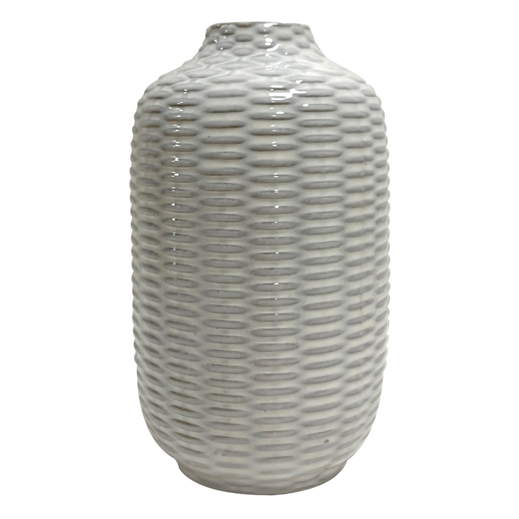 Honeybloom White Textured Ceramic Vase, 7"