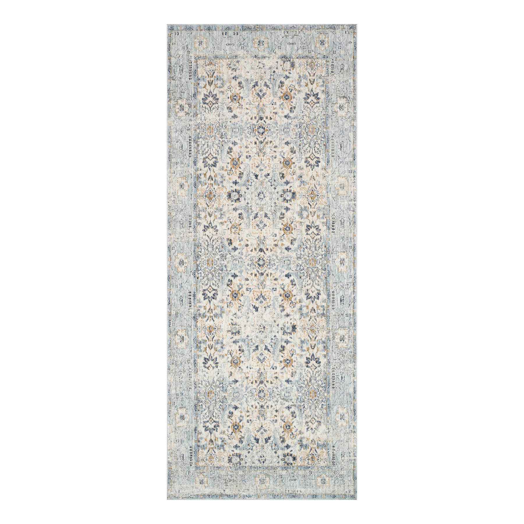 (A437) Honeybloom Penelope Distressed Look Grey Runner, 2x6