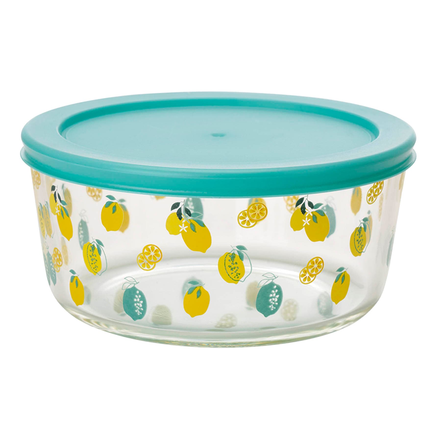 3Pc 1Cup Round Assorted Prints Glass Food Storage