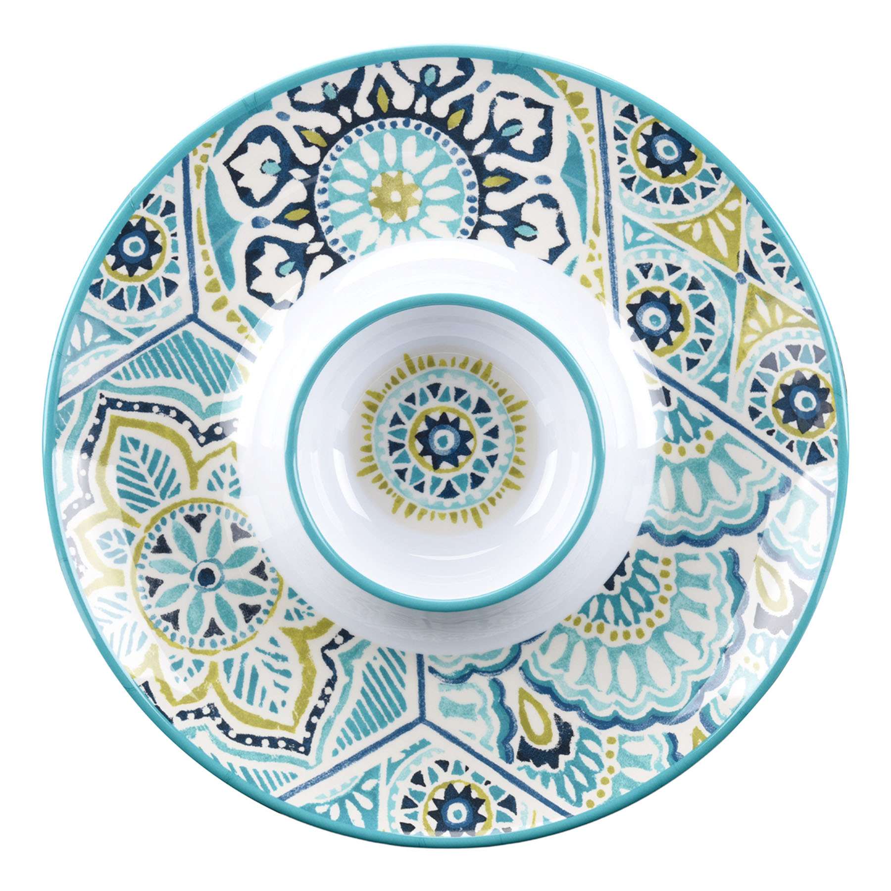 Blue Paisley Melamine Chip & Dip Tray, 13"