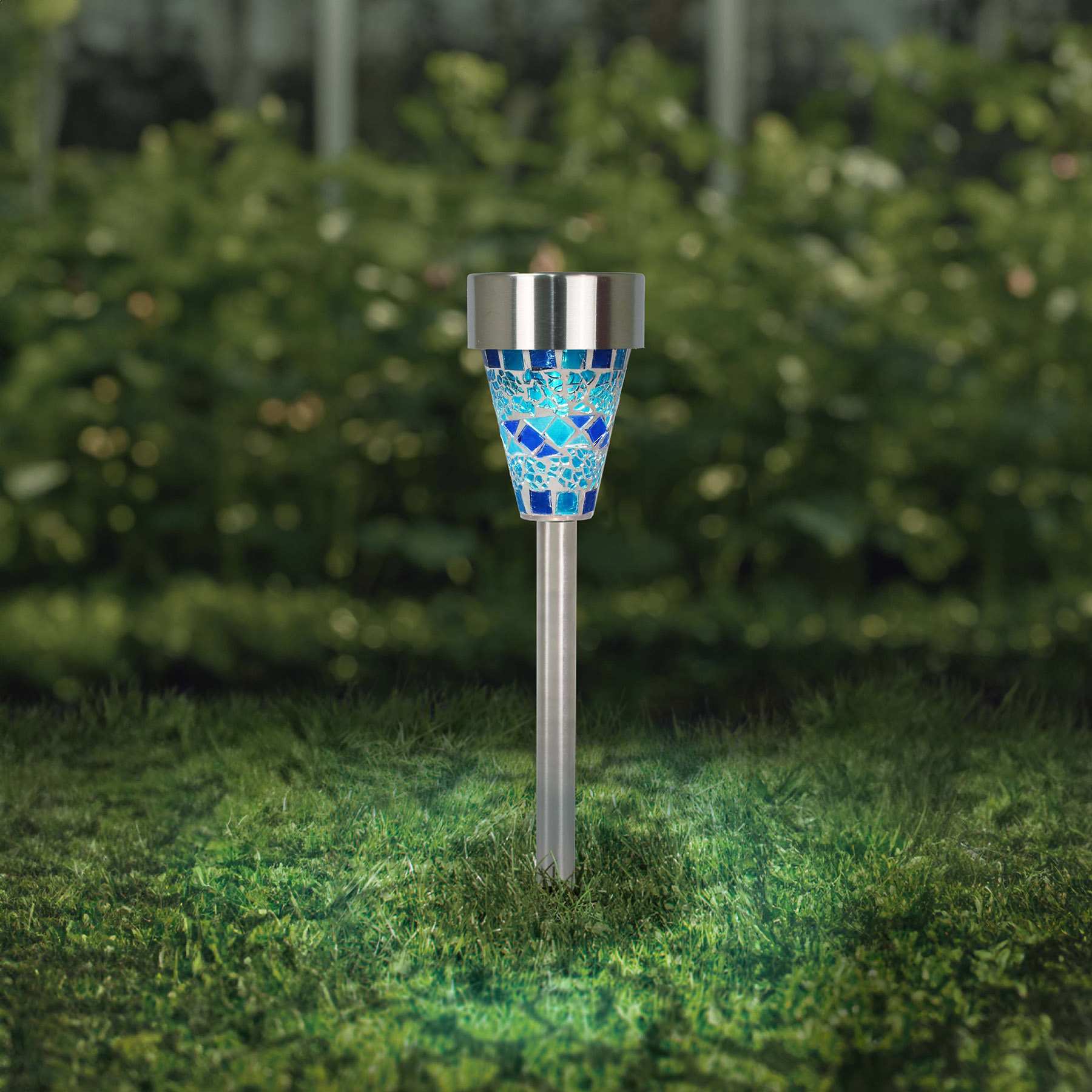 Solar Blue Mosaic Pathway Light