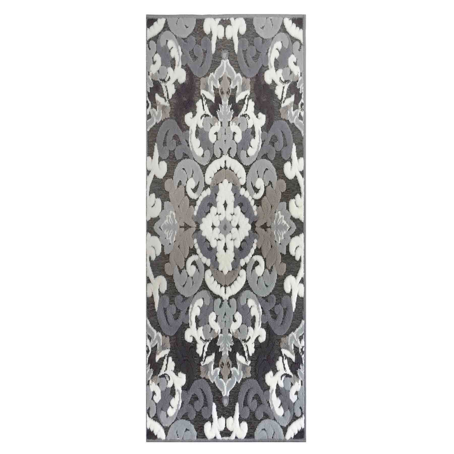 Arrington Grey & White Medallion Runner, 2x5