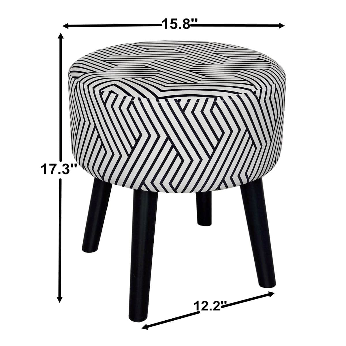 Emmy Stool with Black Wooden Legs, Black Lines