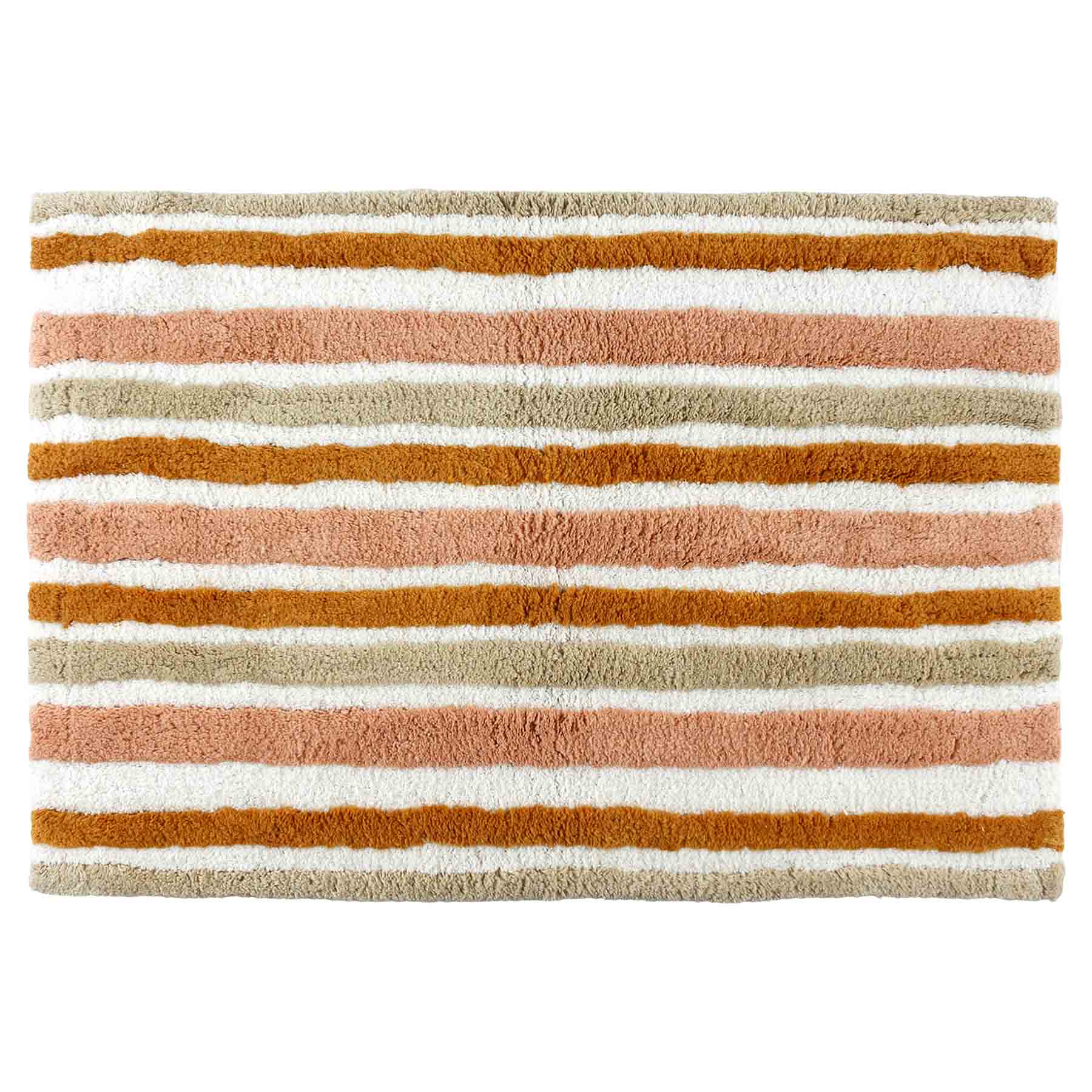 Coral Striped Tufted Cotton Bath Rug, 20x30