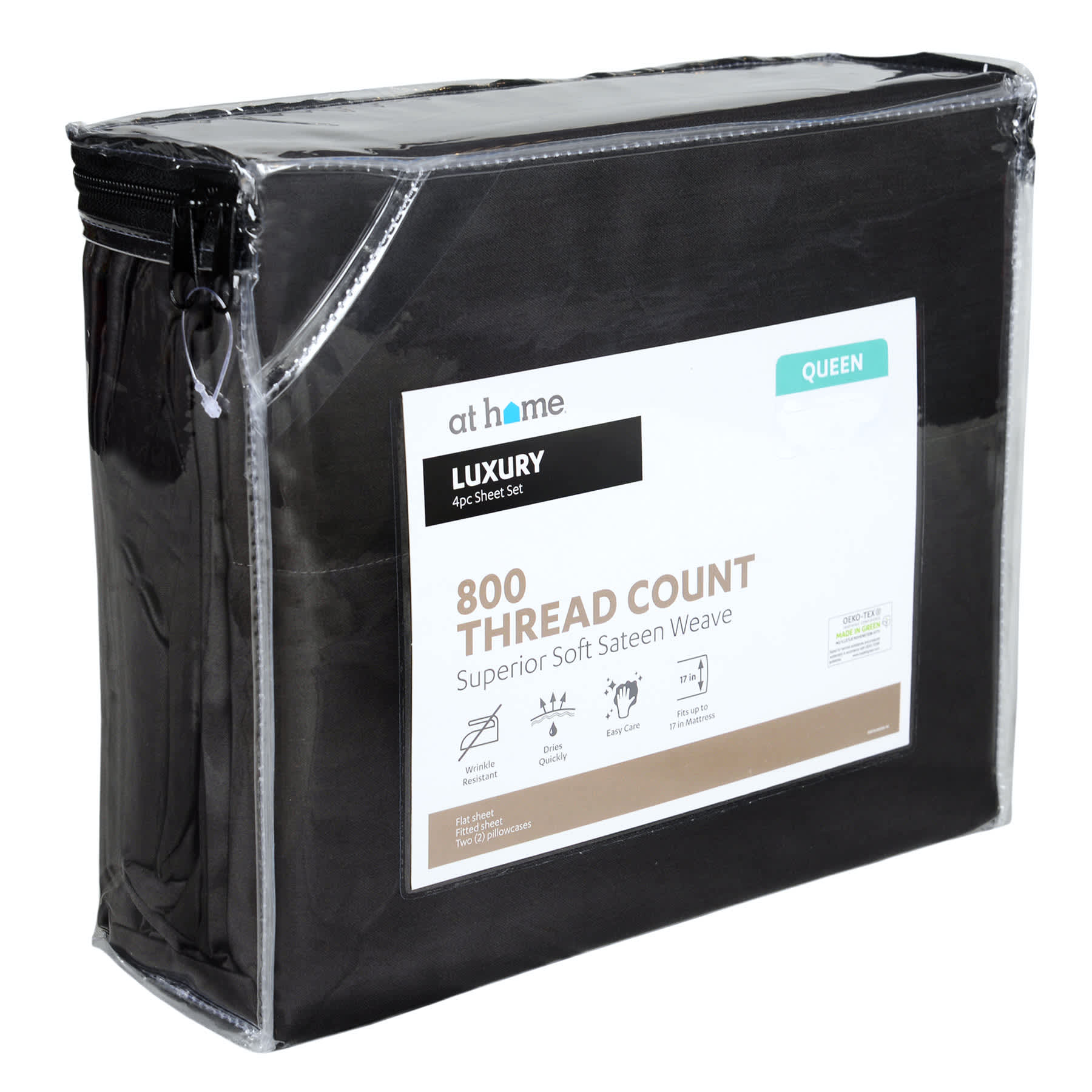 4-Piece Charcoal 800 Thread Count Luxury Sheet Set, Queen