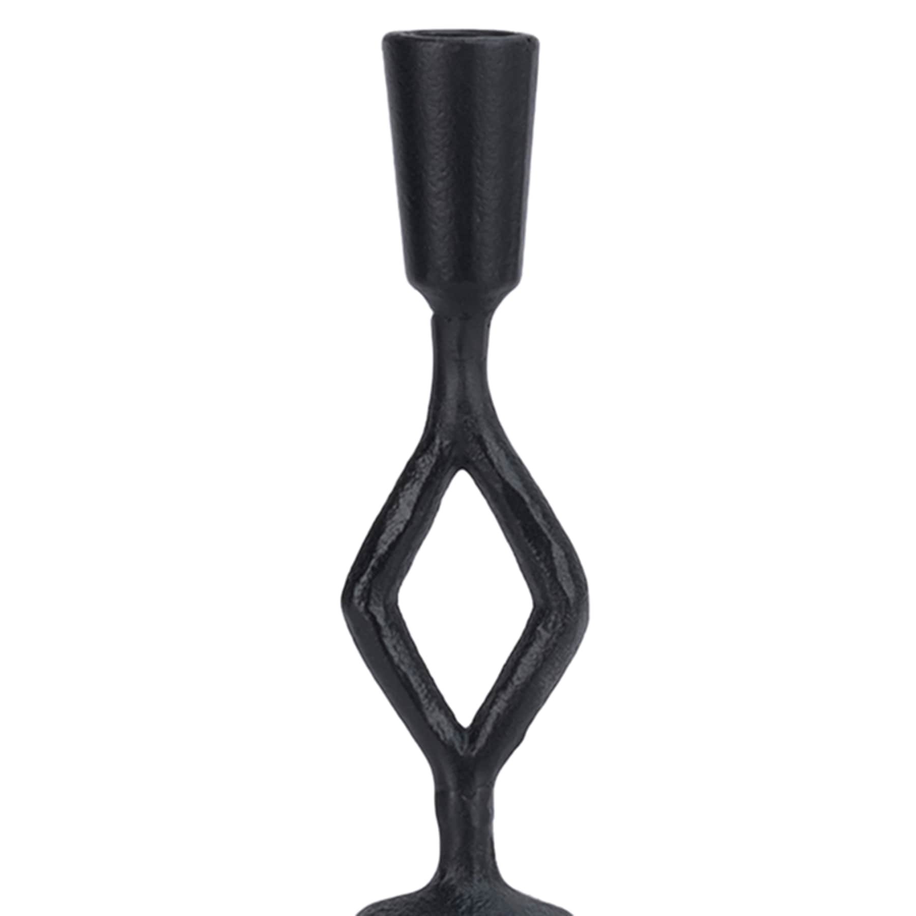 Found & Fable Black Patterned Stem Metal Taper Candle Holder, 18"