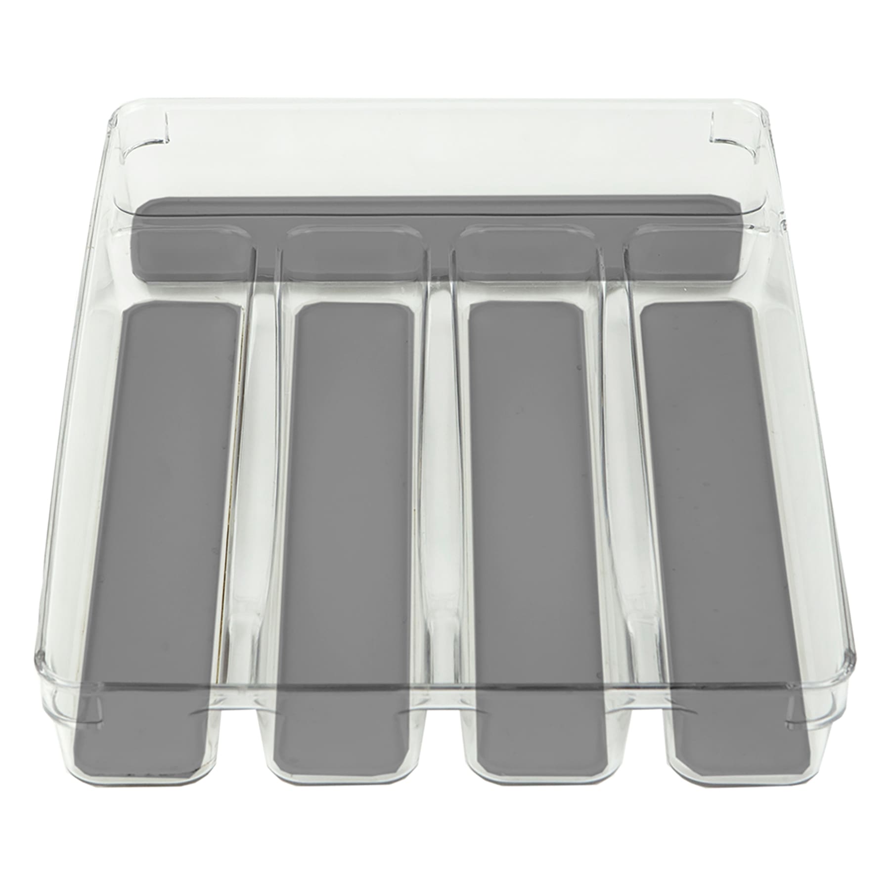 White Cutlery Tray with Grey Rubber Base, 9x12