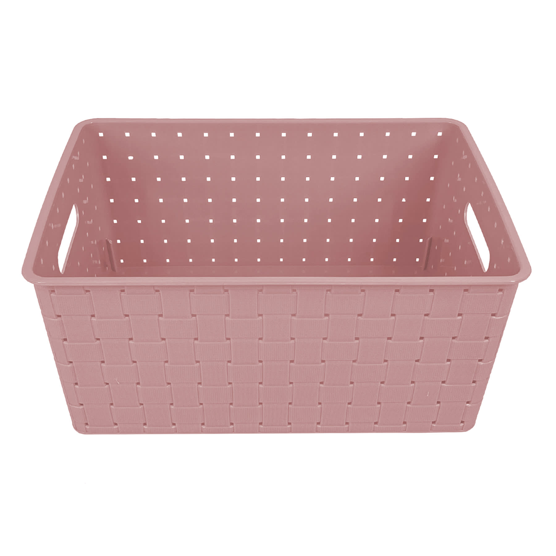 Tiny Dreamers Strap Design Weave Storage Basket, Strawberry Cream