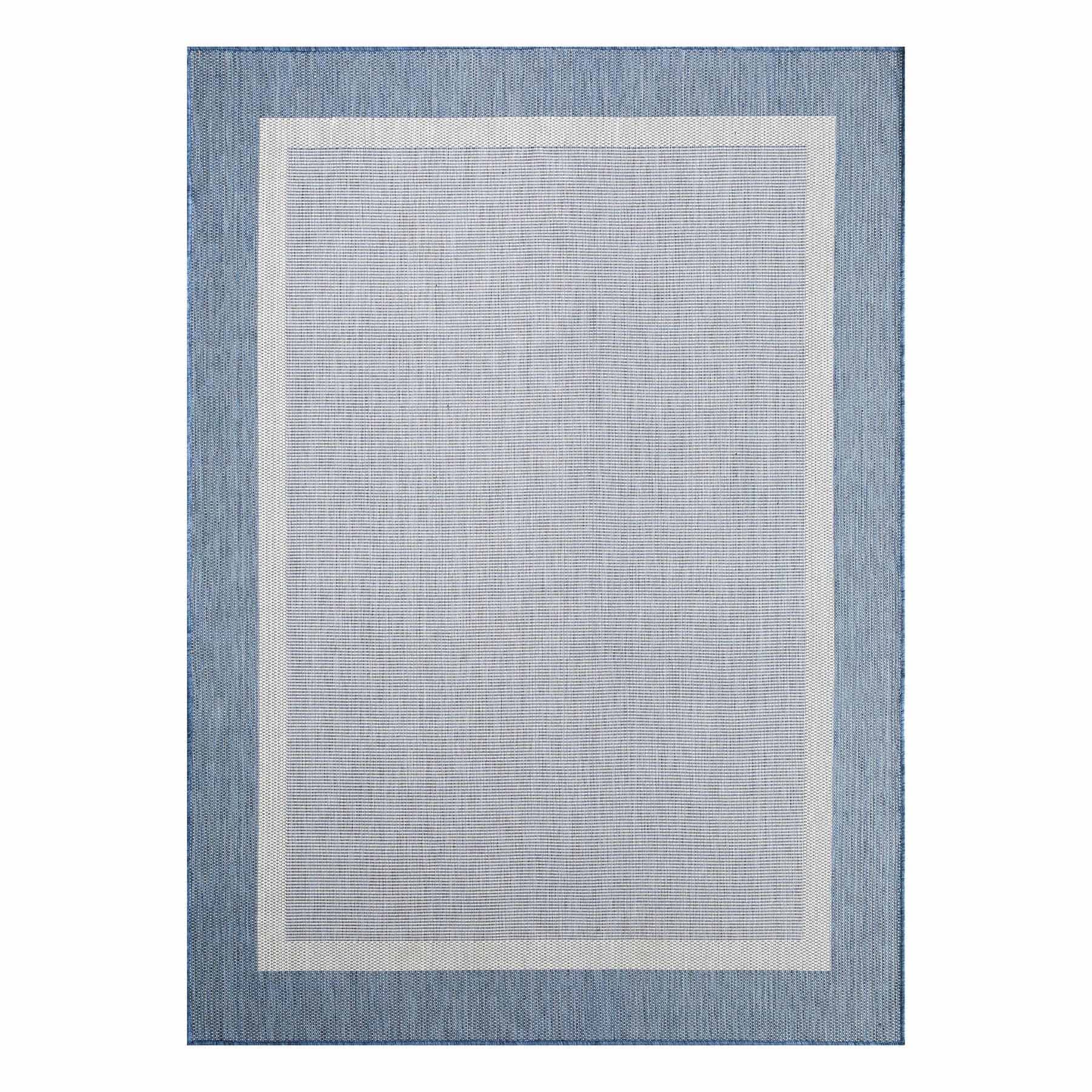 (E515) Fifer Navy Border Outdoor Area Rug, 5x7