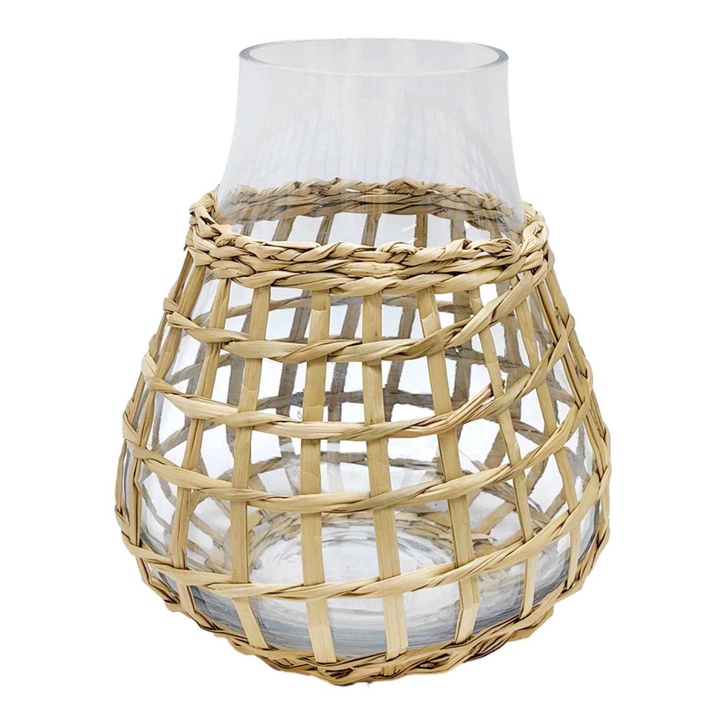 Ty Pennington Woven Grass Wrapped Glass Vase, 6"