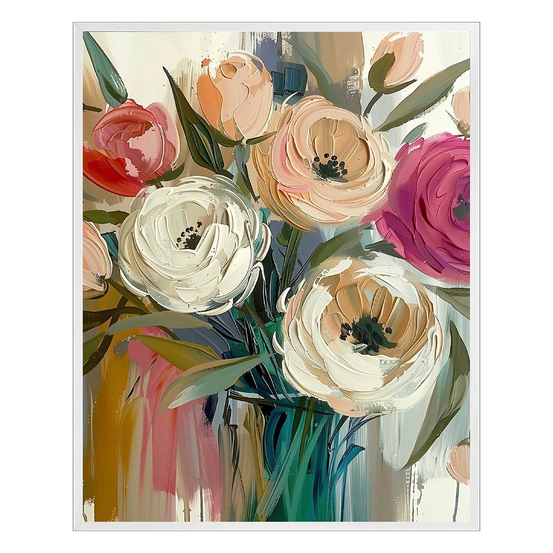 Colorful Floral Canvas Wall Art, 23x29