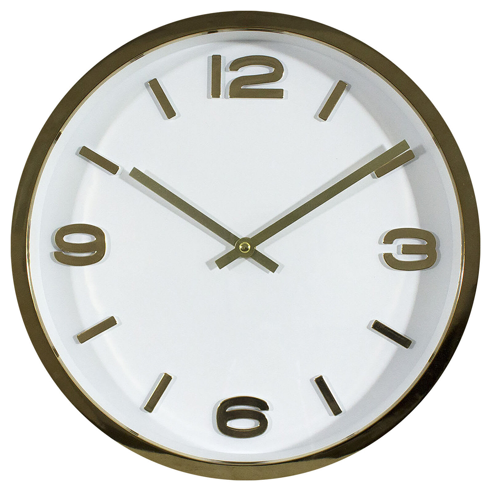 Gold & White Round Wall Clock, 12"