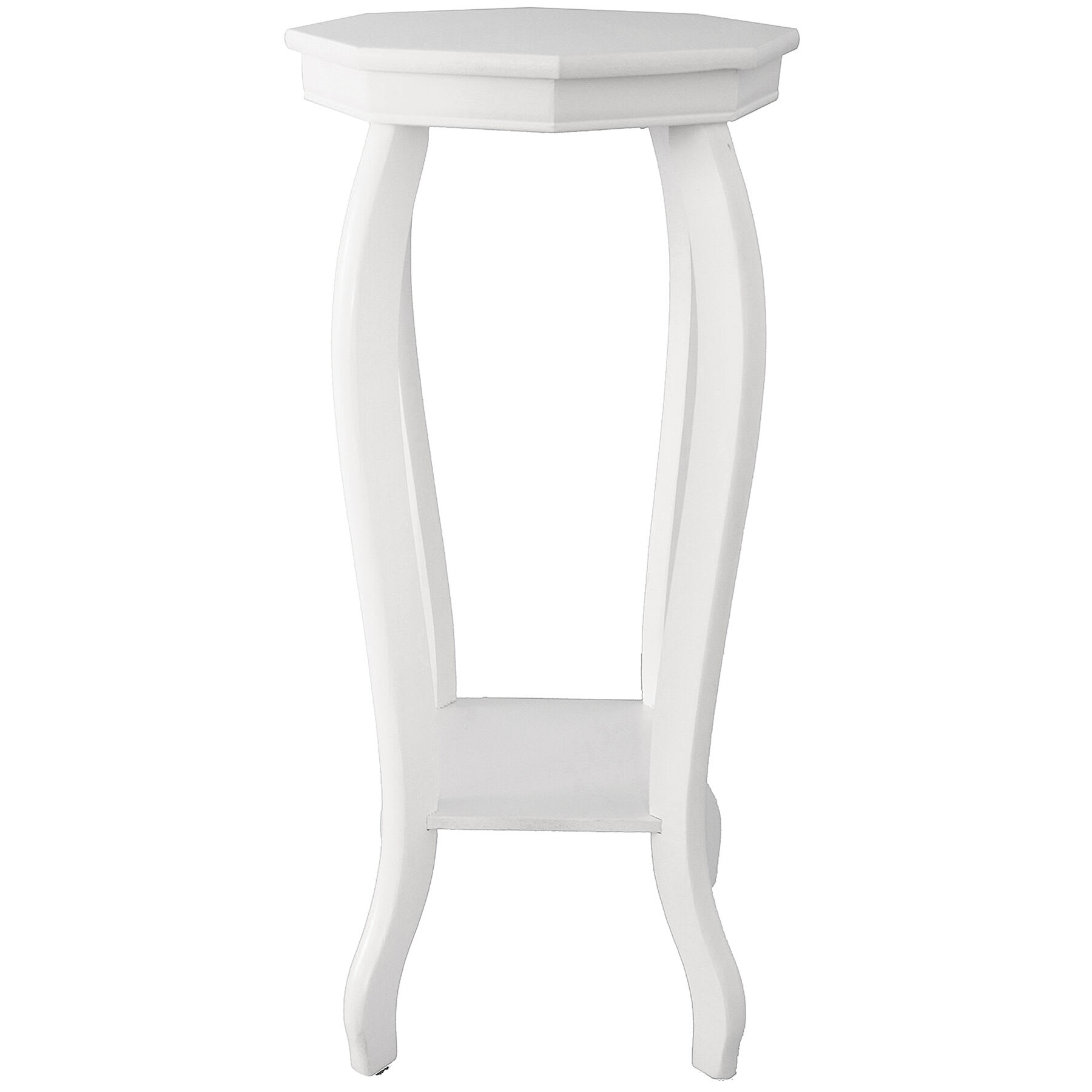 Providence Octagon Wooden Top Plant Stand, White