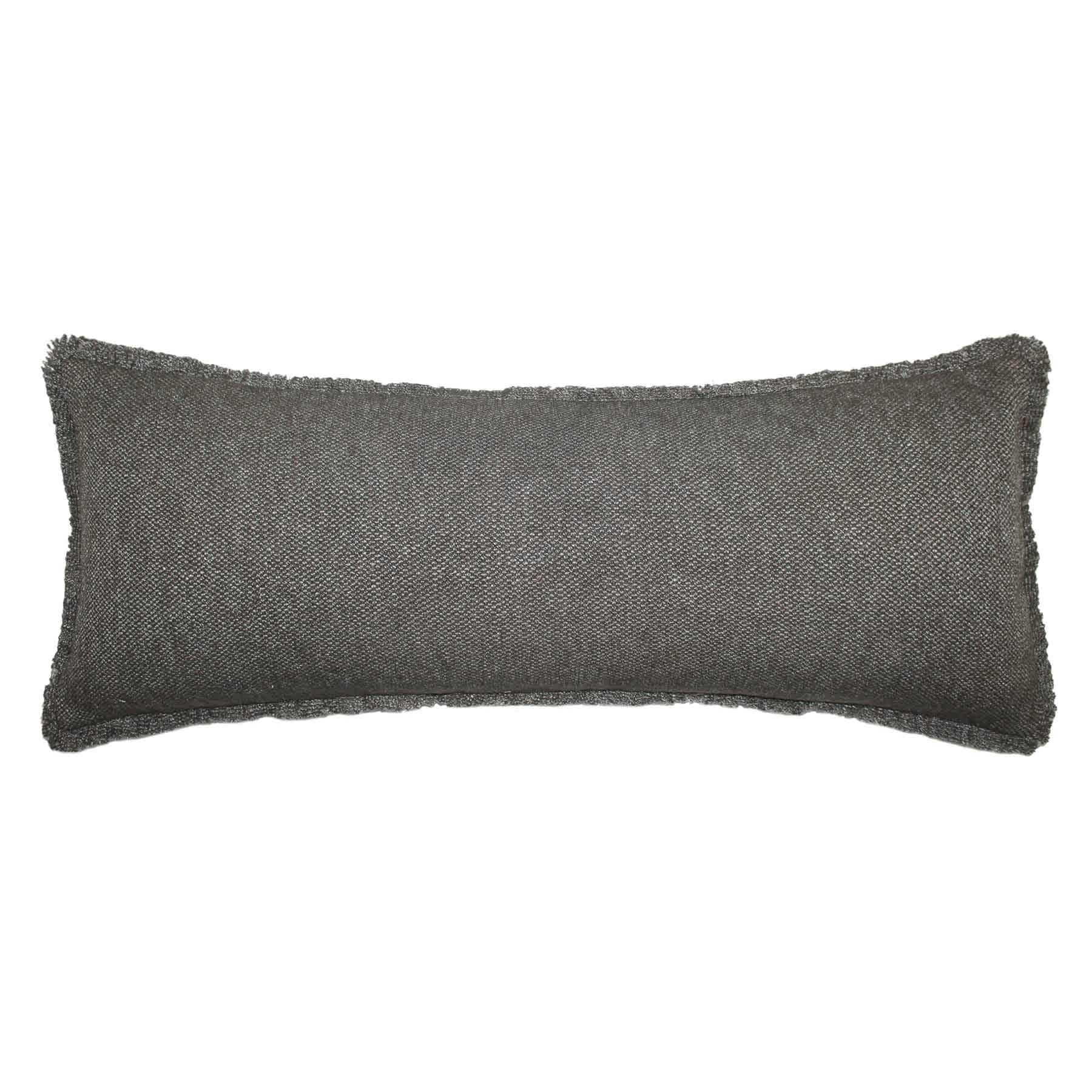 Found & Fable Solid Dark Grey Woven Throw Pillow with Fringe, 14x36