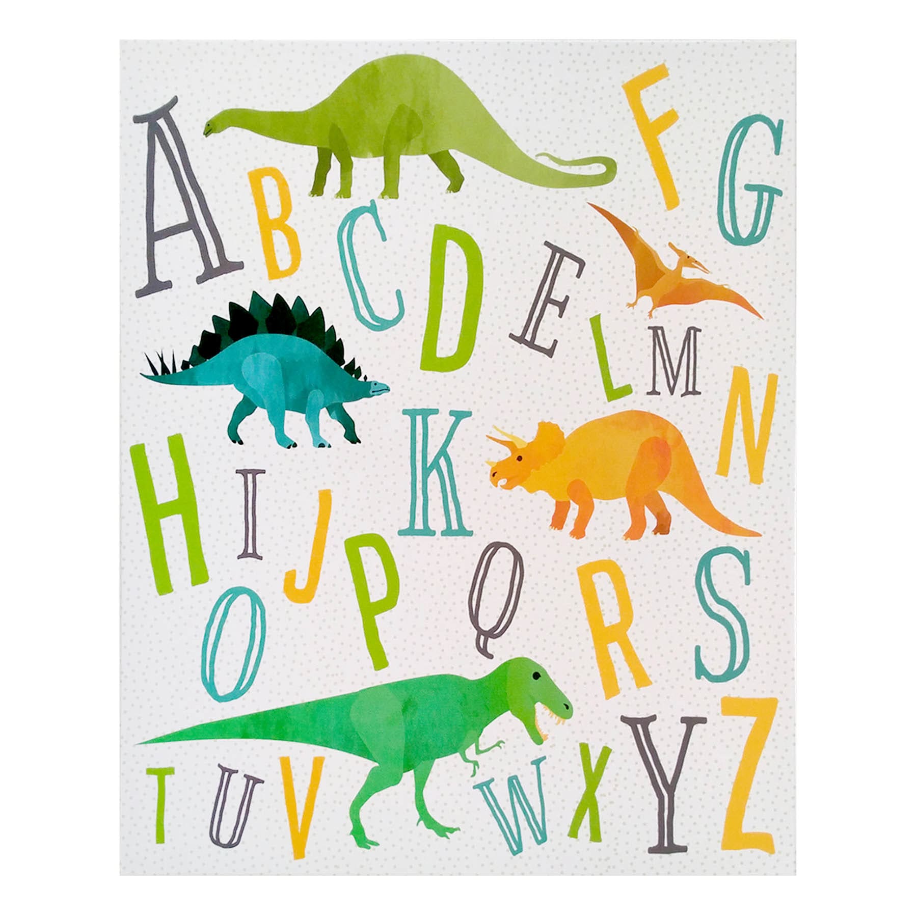 Dinosaur Alphabet Canvas Wall Art, 16x20
