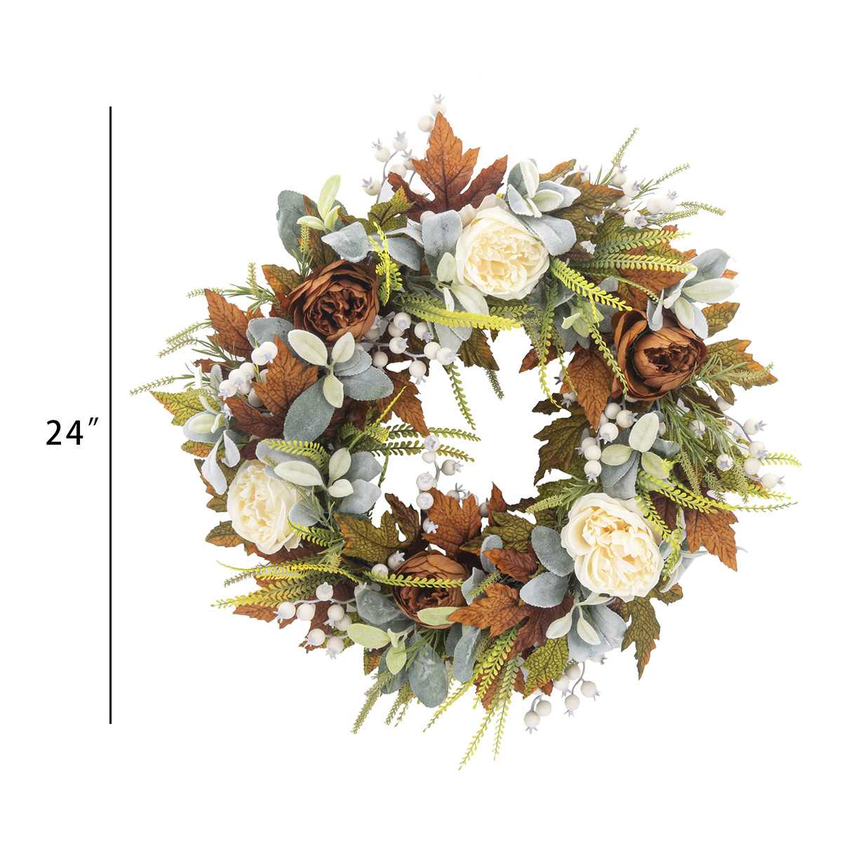 Maple Leaves with Eucalyptus Peony Wreath, 24"